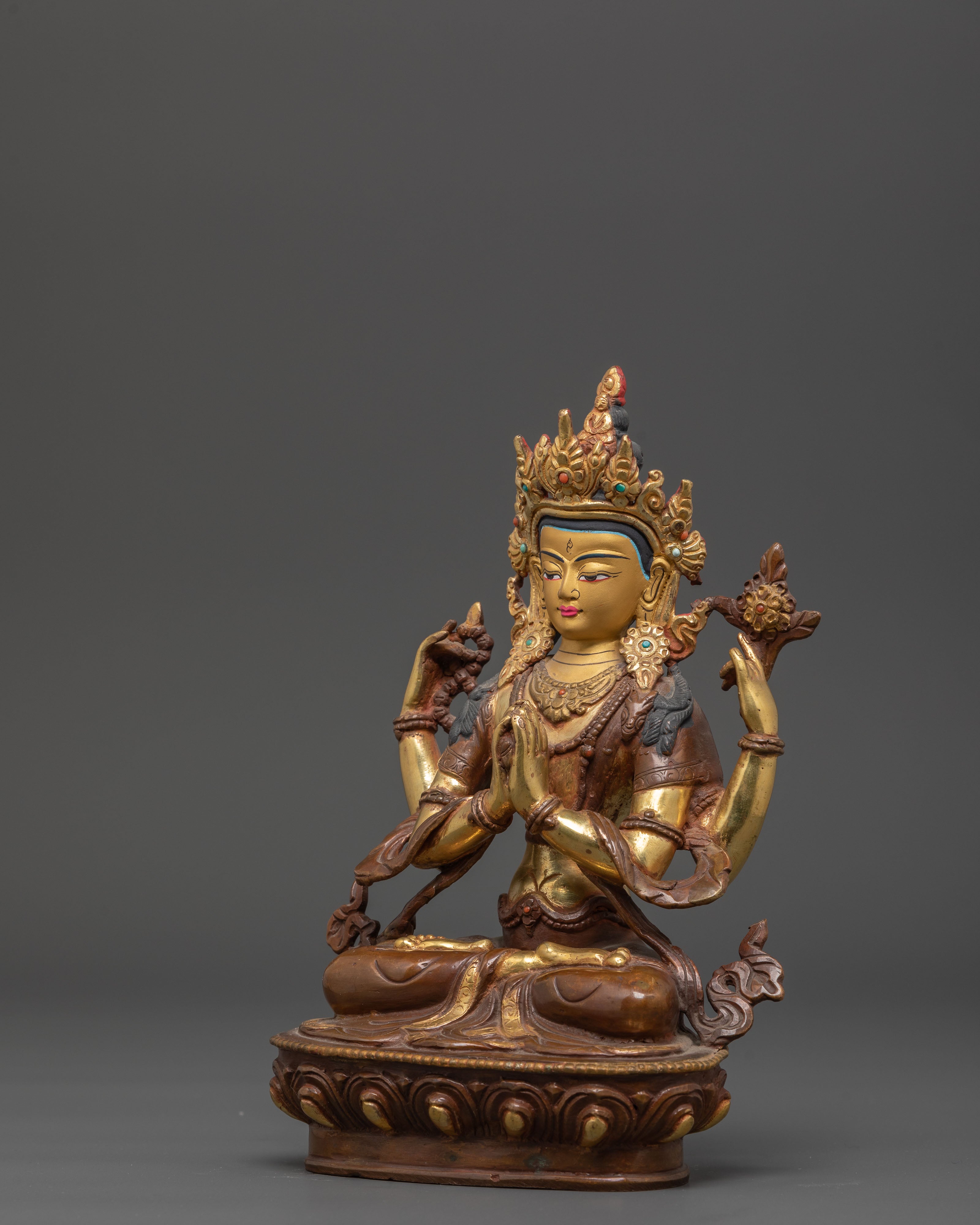 8.8 Inch Chenrezig Bodhisattva Statue | Himalayan Avalokiteshvara Sculpture
