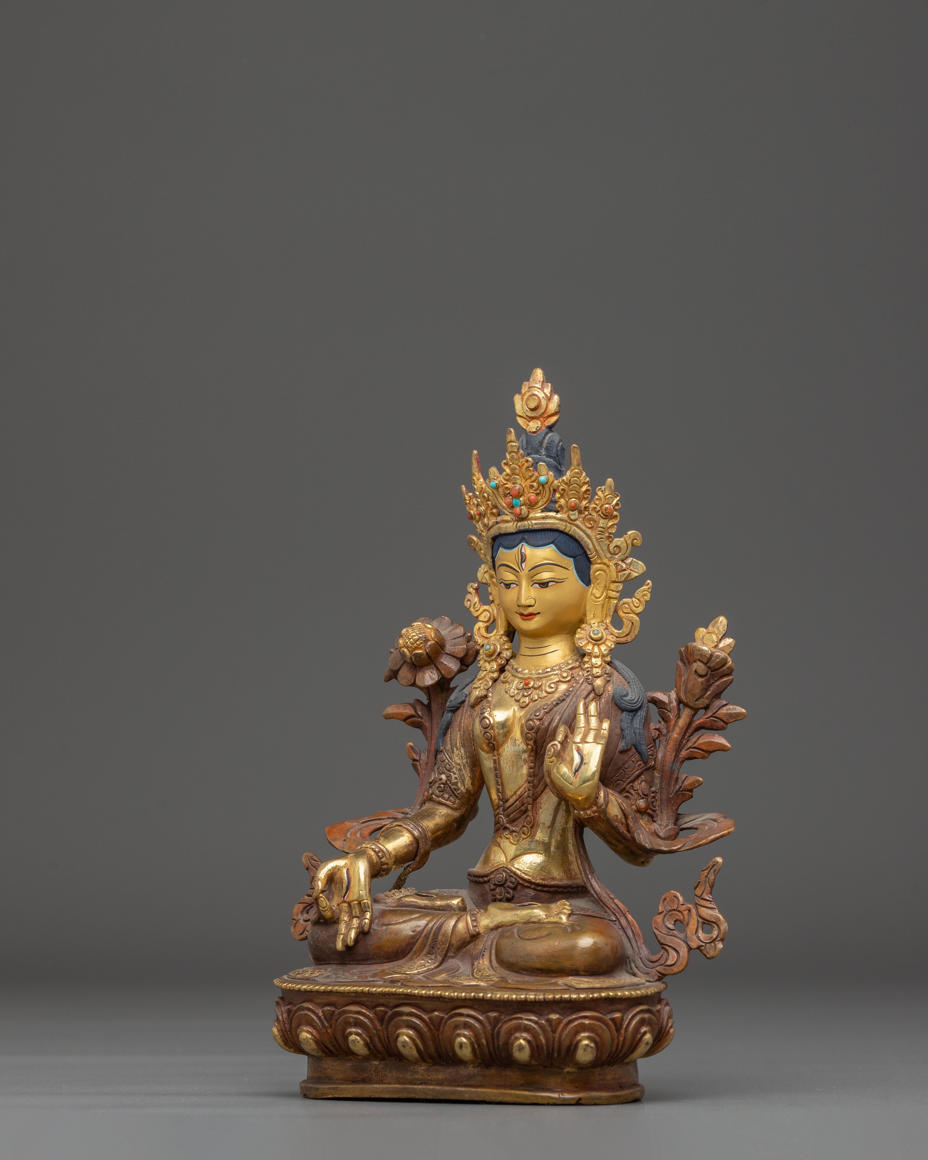 Handmade White Tara Statue: Buddhist Healing Goddess