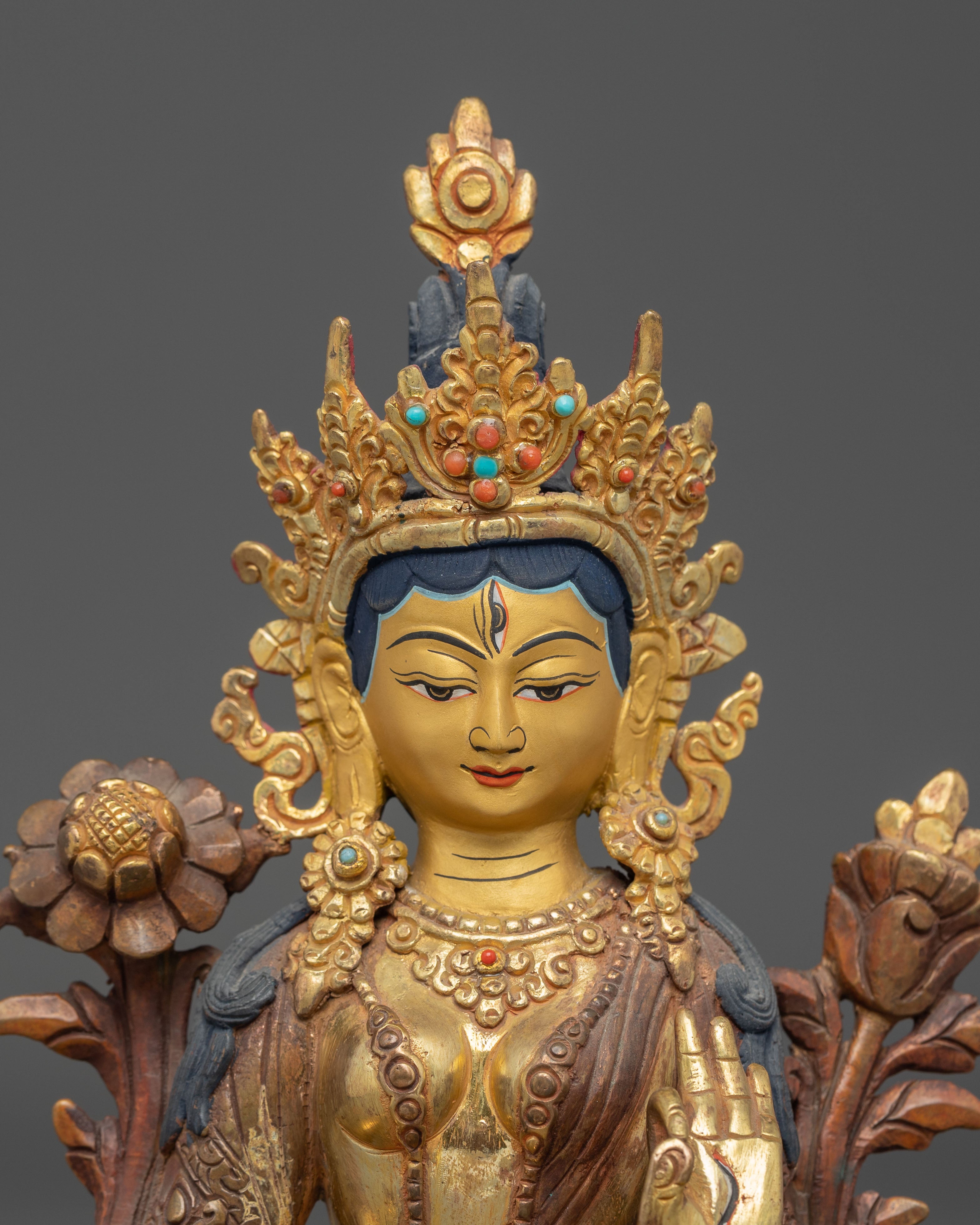 Handmade White Tara Statue: Buddhist Healing Goddess