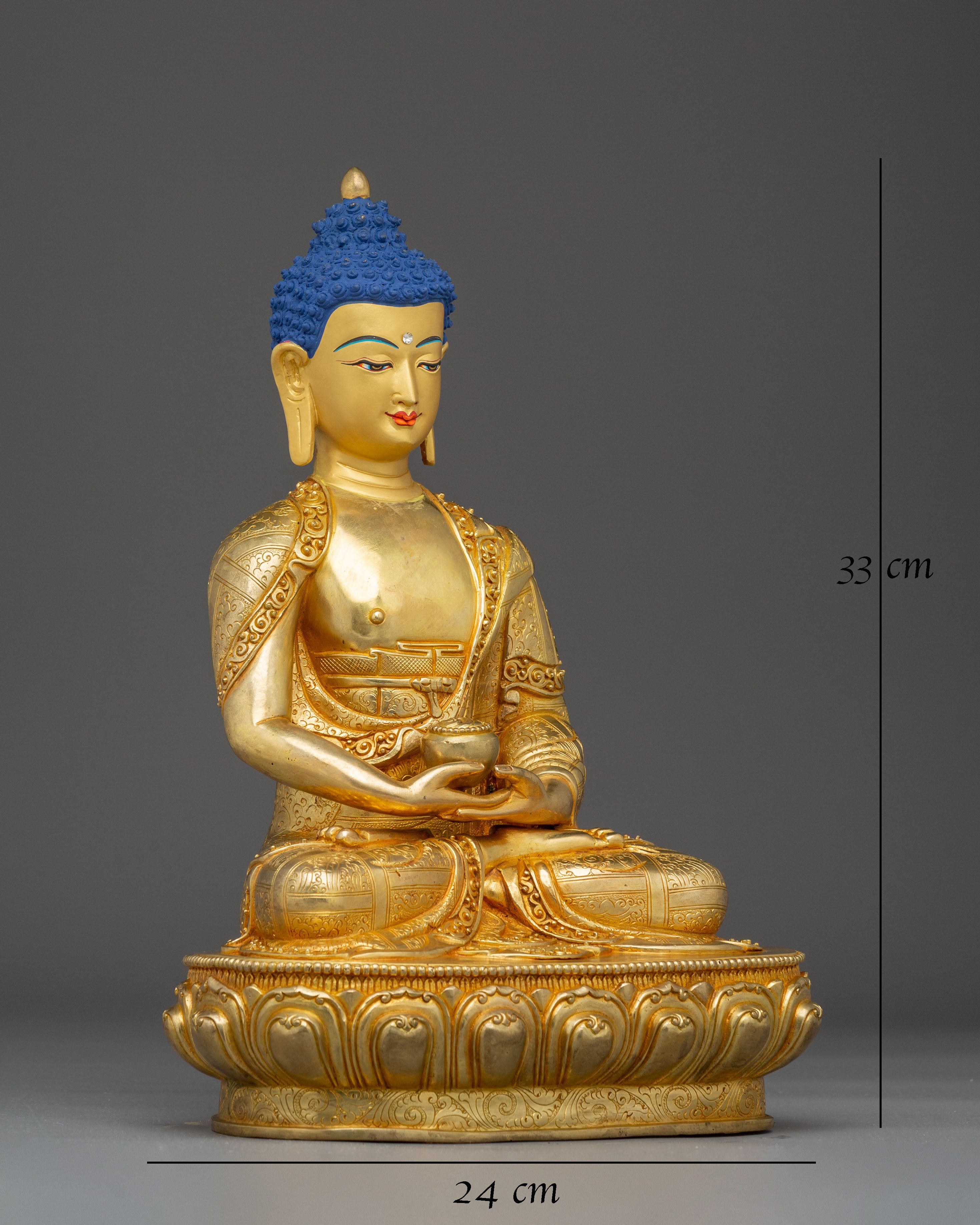 13 Inch Golden Statue of Buddha Amitabha 