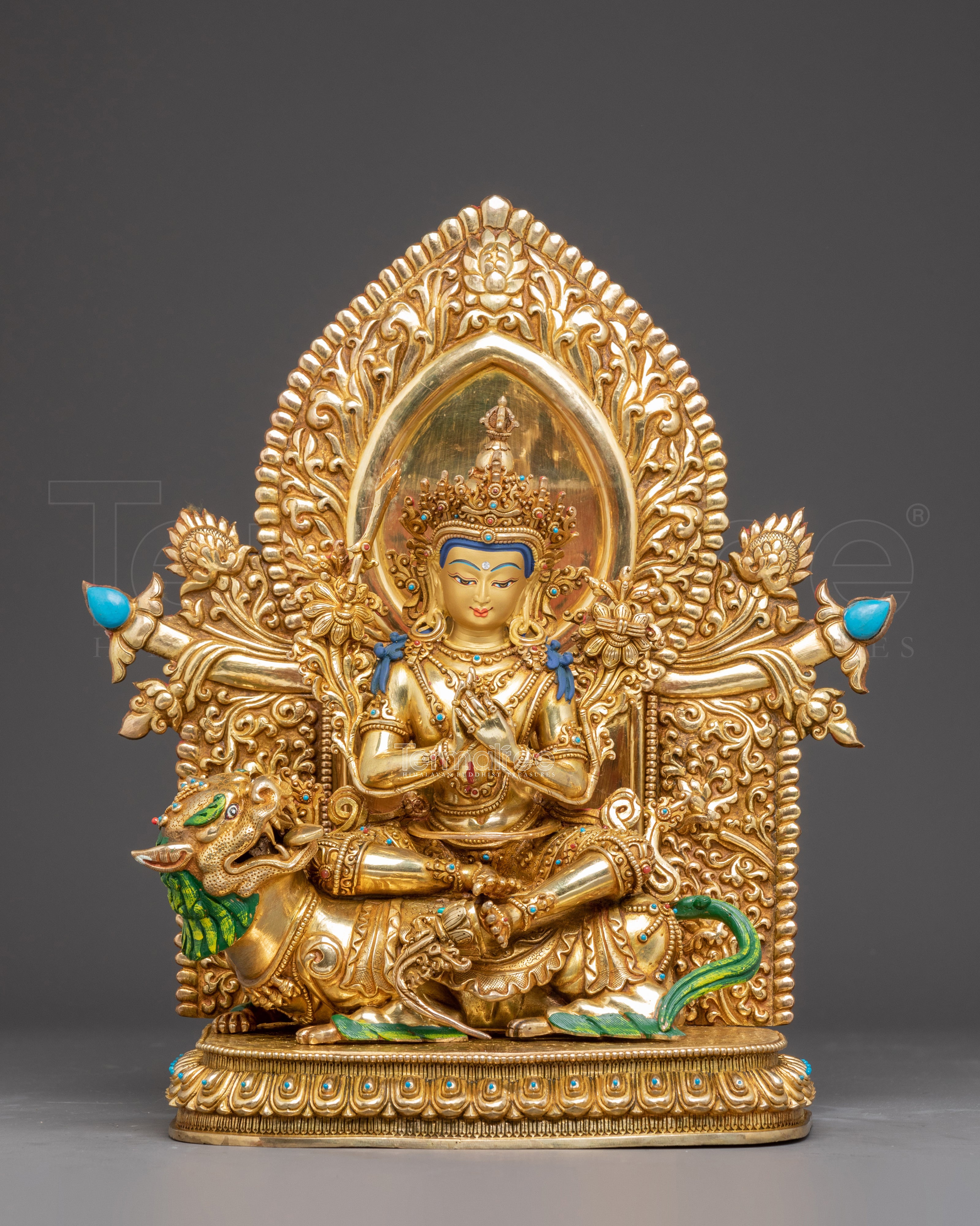 Golden Statue of Simhanada Manjushri | Manifestation of Manjushri