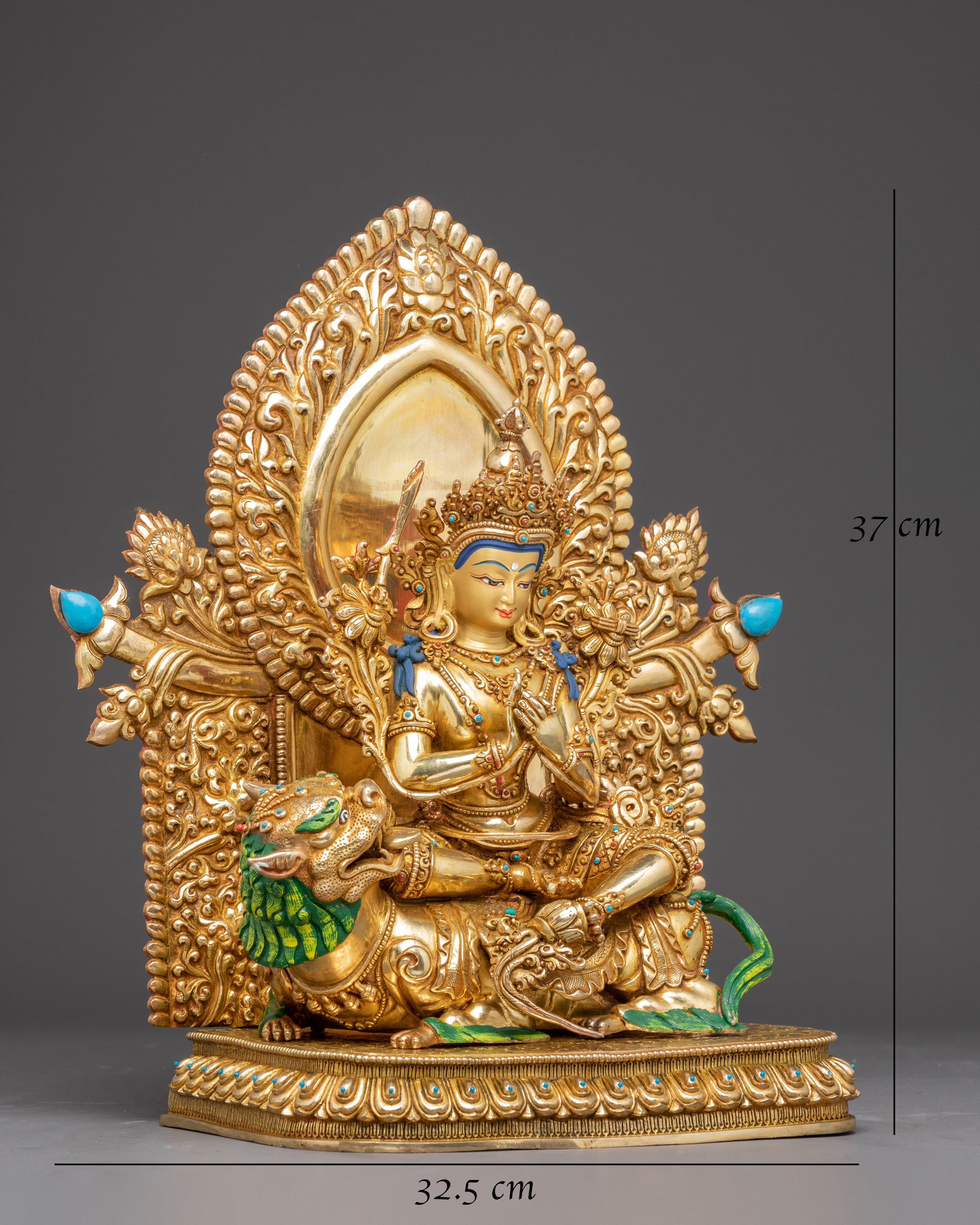Golden Statue of Simhanada Manjushri | Manifestation of Manjushri