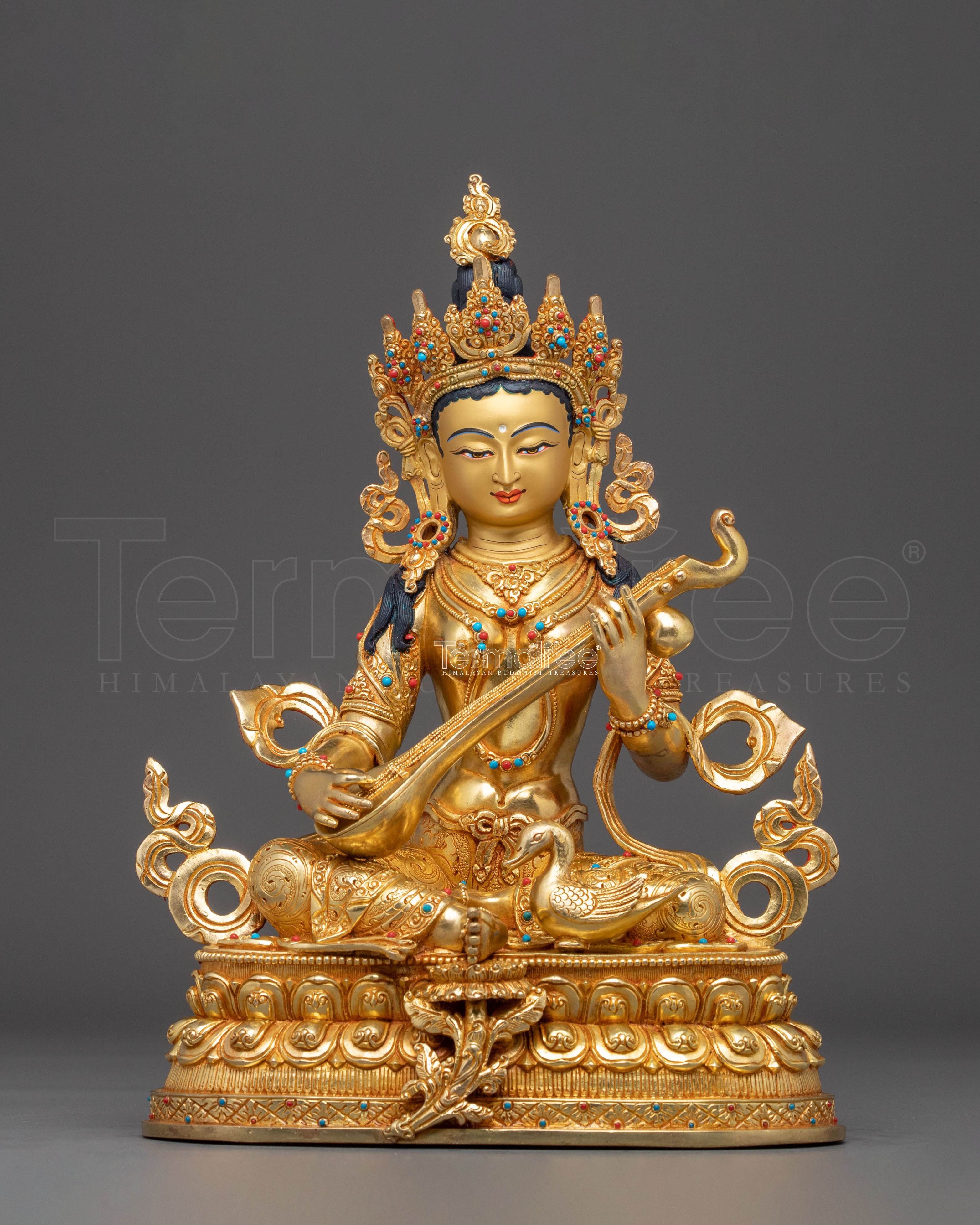 Handmade Saraswati Statue, Goddess of Wisdom | Nepali Handcrafted Icon