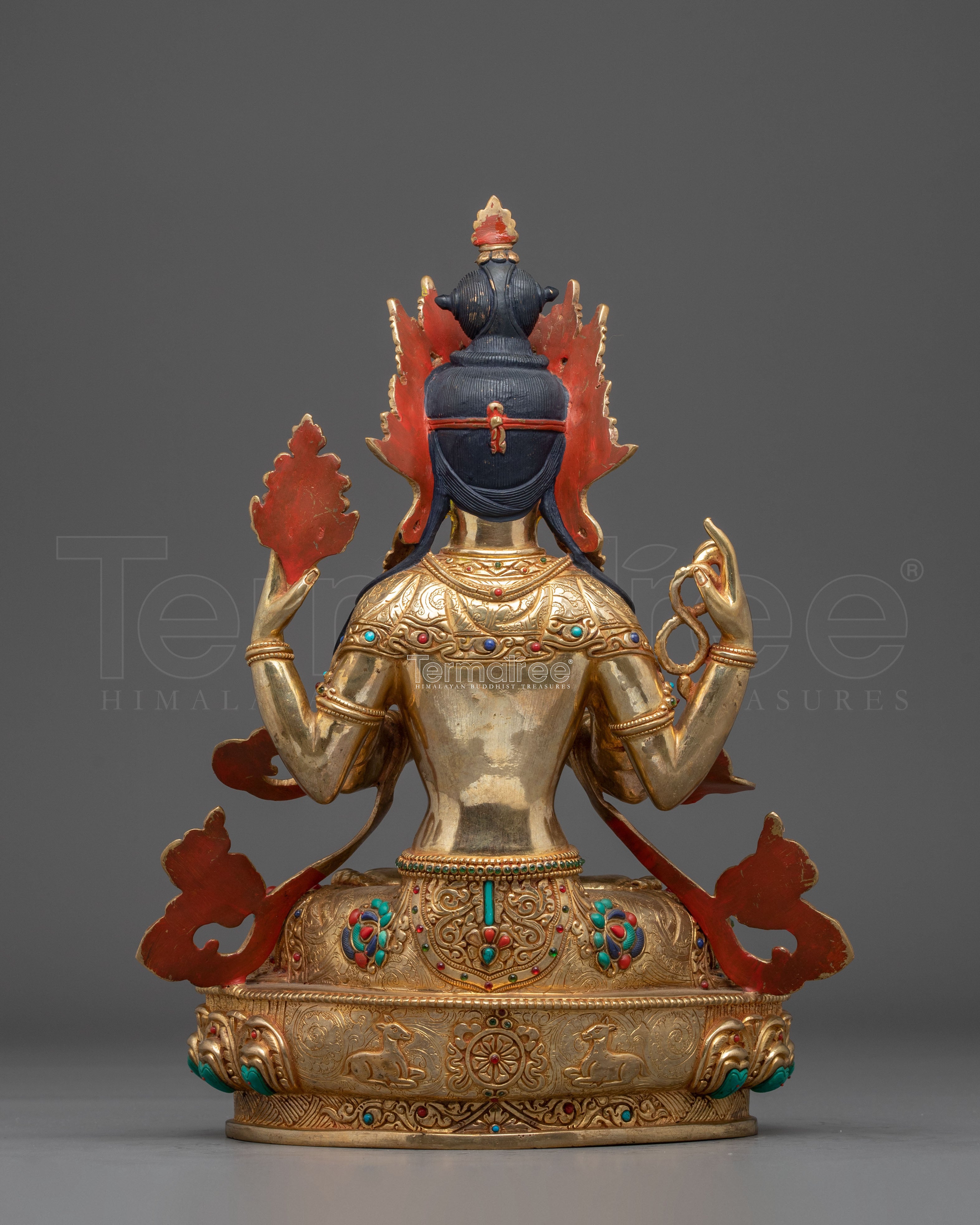 Golden Chenrezig Statue: Symbol of Compassion | Avalokiteshvara Figurine