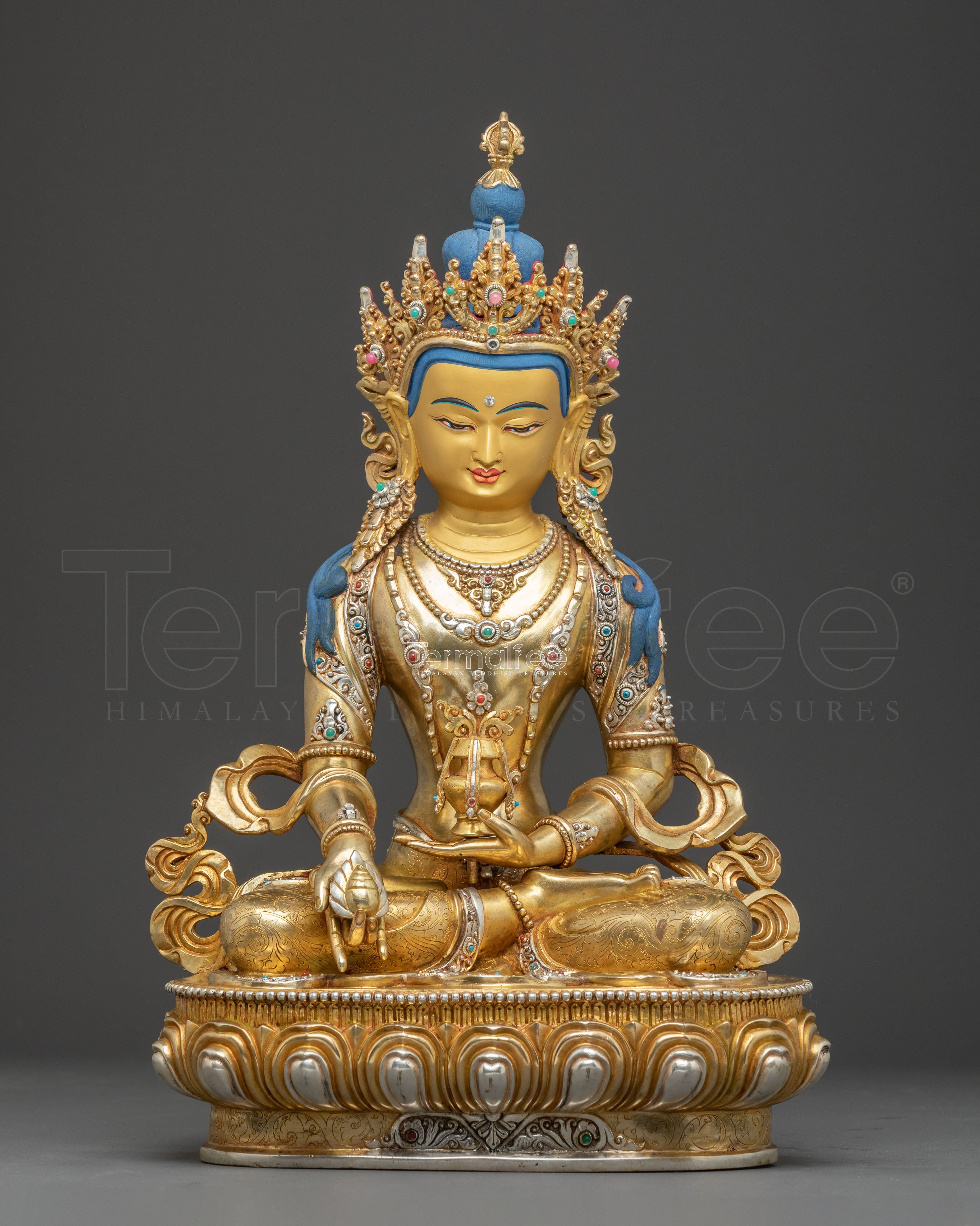 Golden Kshitigarbha Statue: Divine Bodhisattva Deity