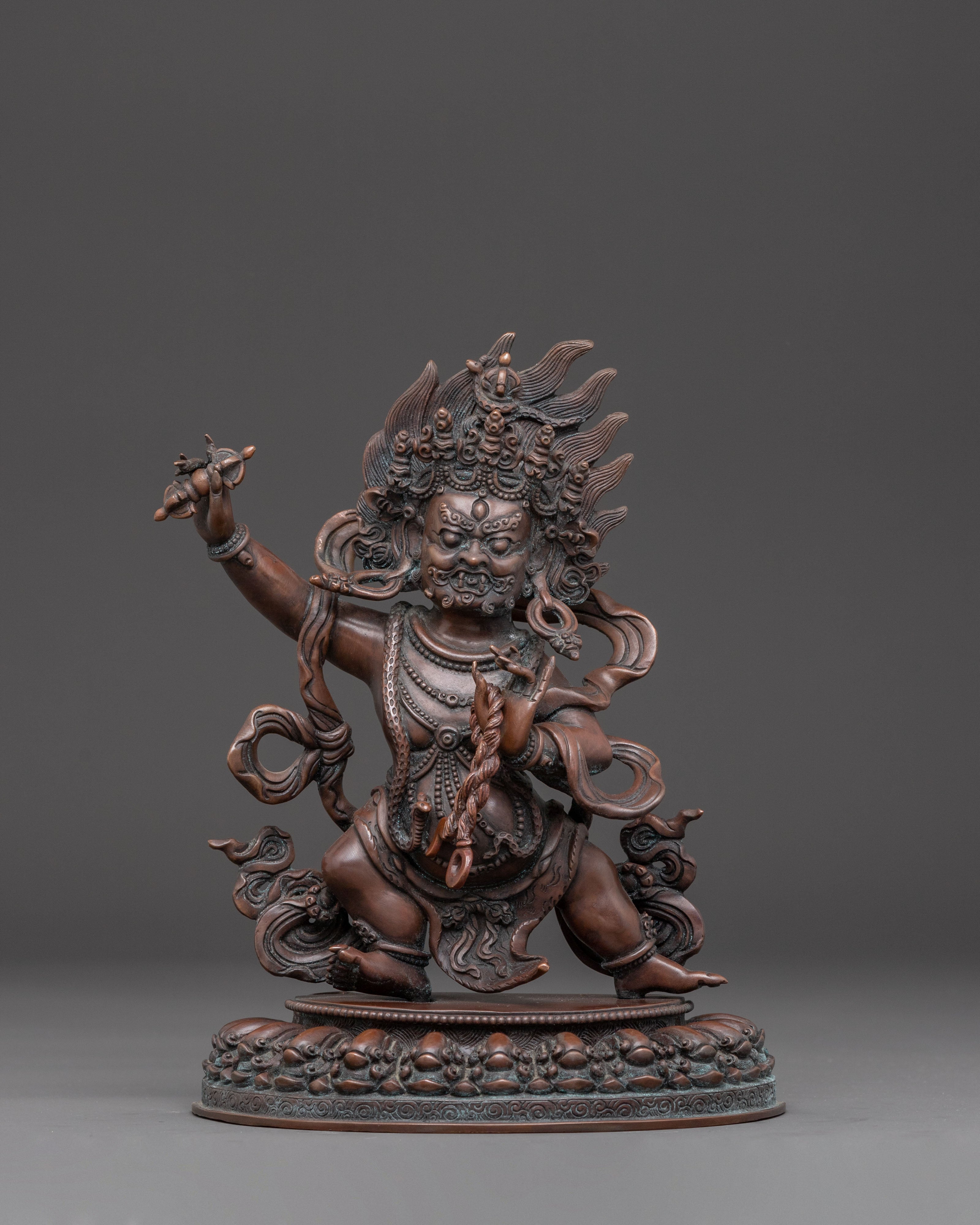 Handmade Copper Statue of Wrathful Bodhisattva Vajrapani | Tibetan Protector Deity