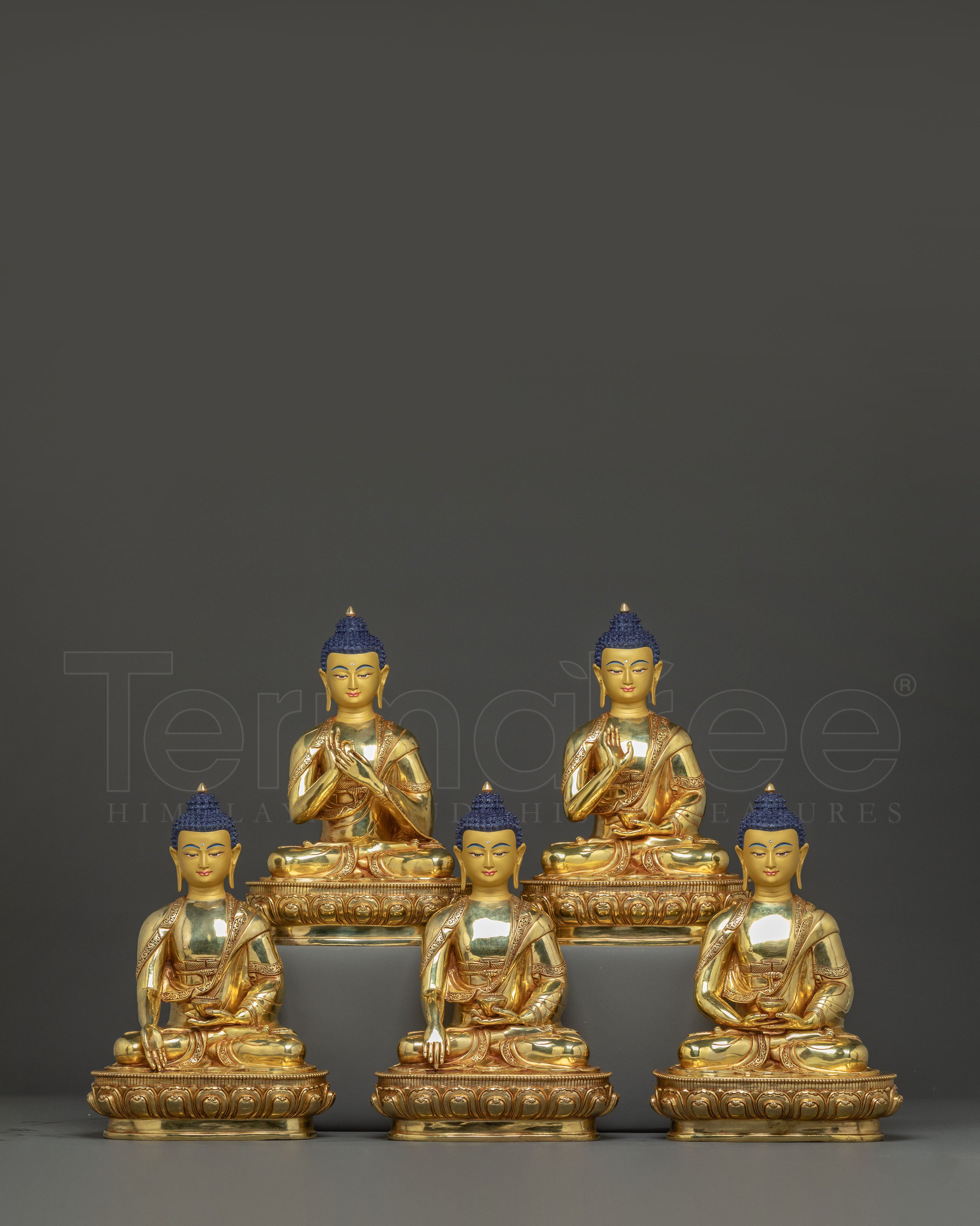Five Dhyani Buddhas Sculpture Set | Symbolism of Enlightenment