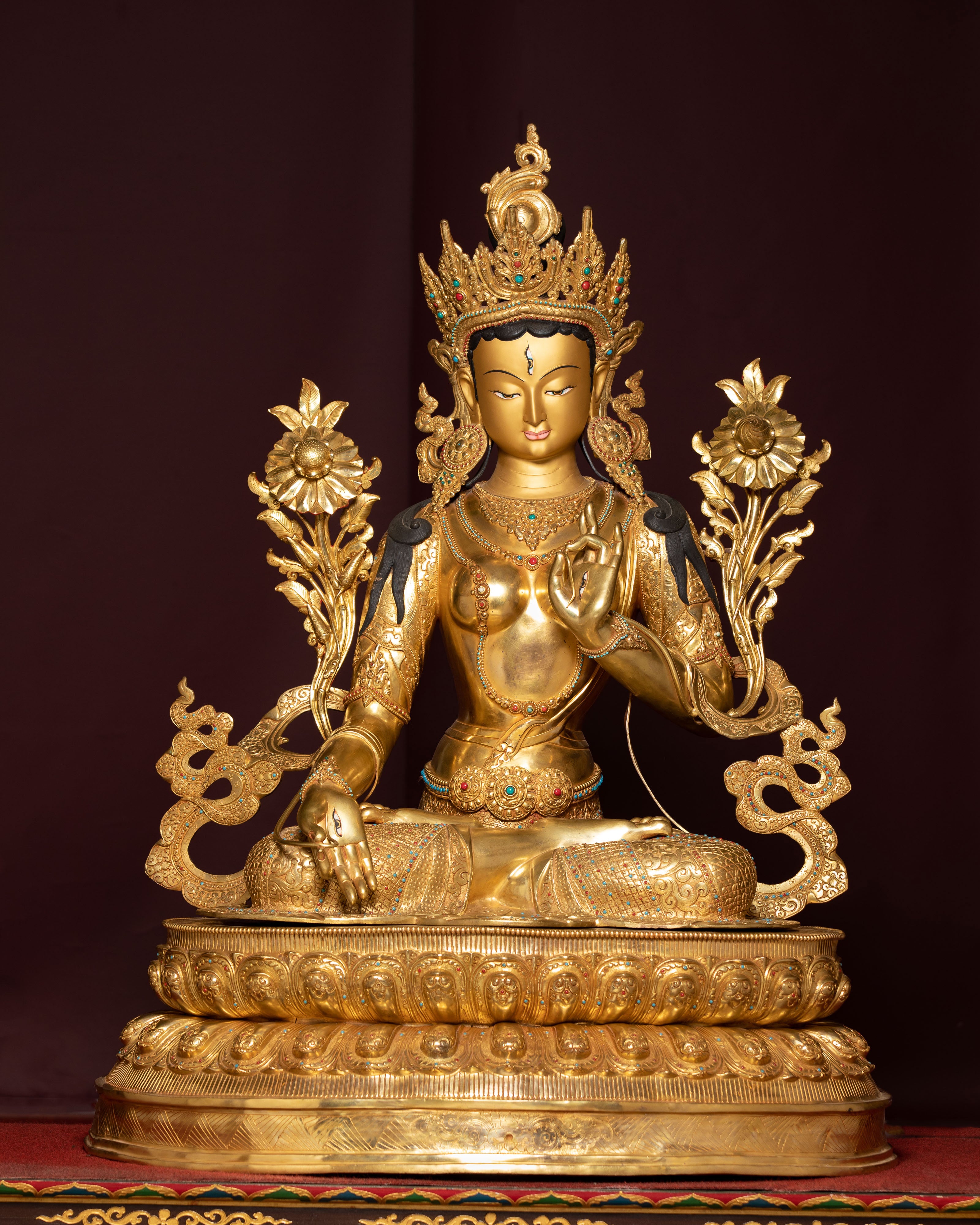 Handcrafted Seven-eyed Healing Goddess White Tara Sculpture