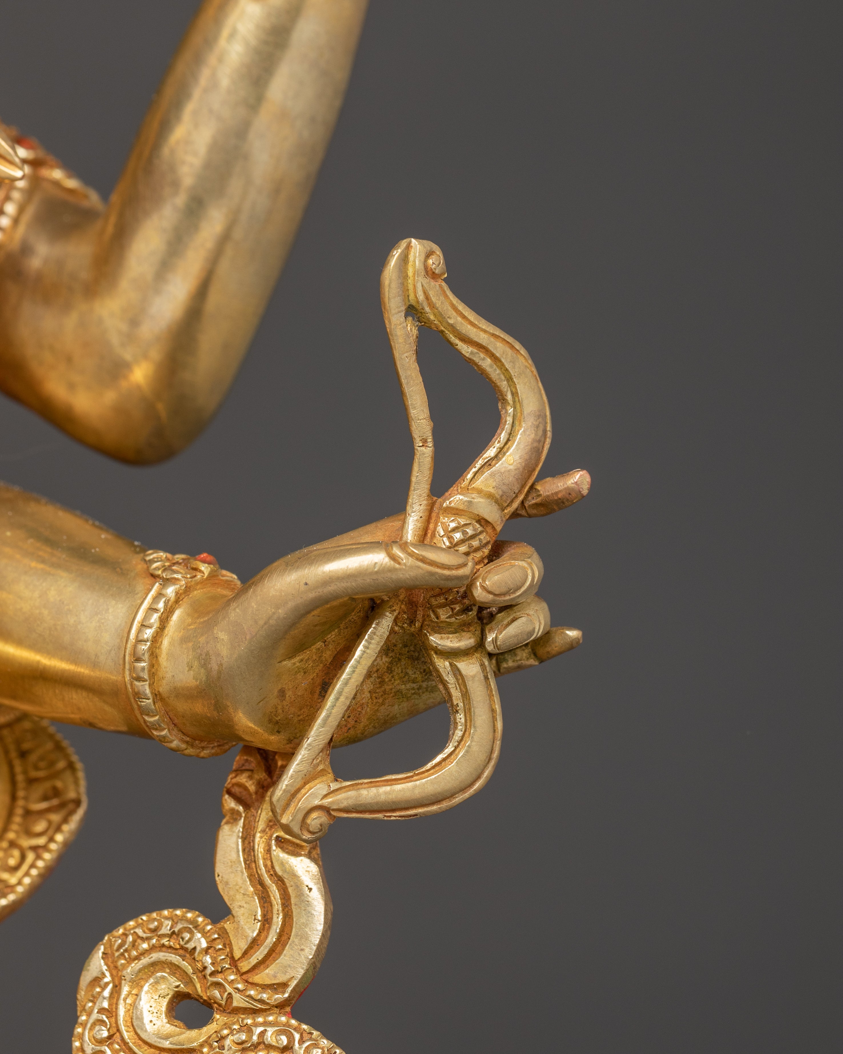 Handcrafted Statue of Wisdom Icon Maha Manjushri | Gold Gilded Copper Sculpture