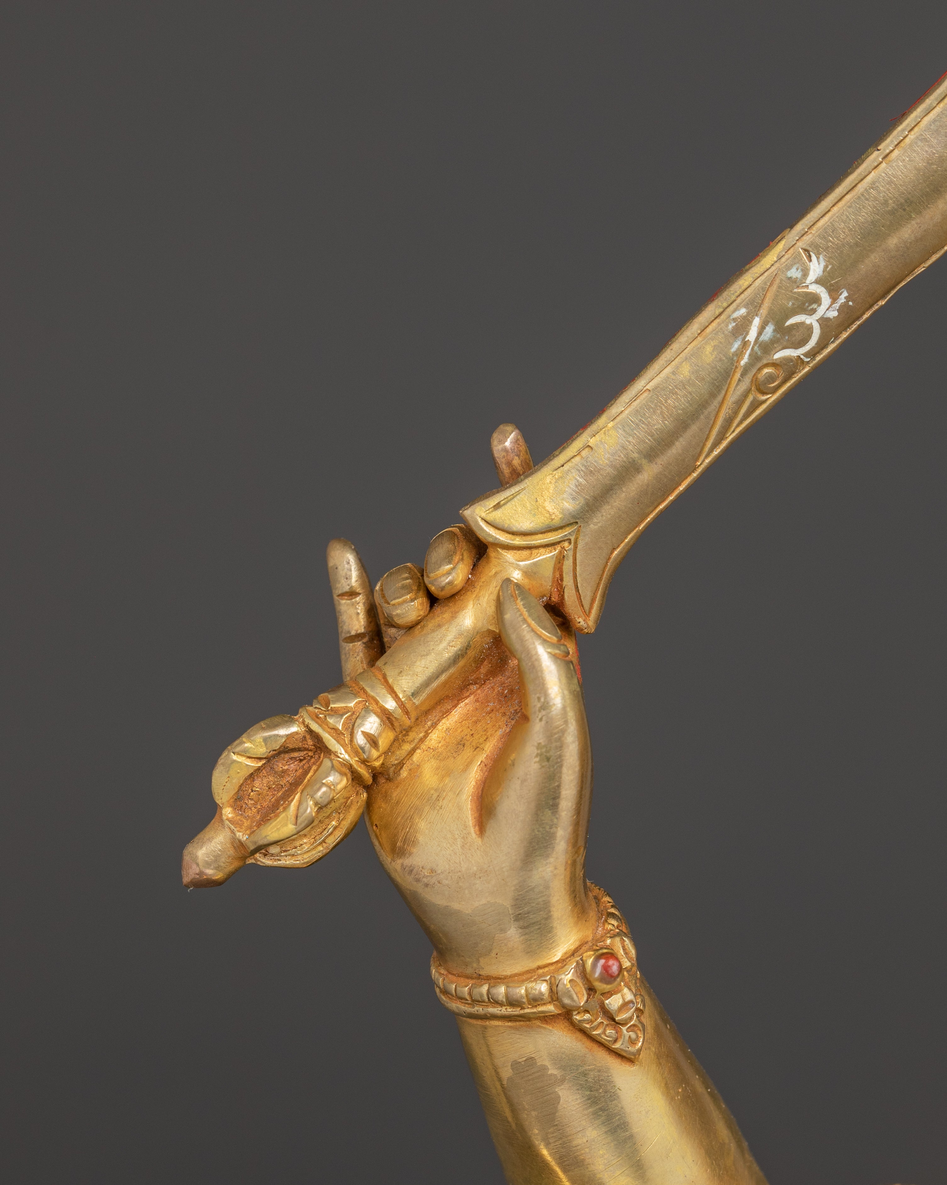 Handcrafted Statue of Wisdom Icon Maha Manjushri | Gold Gilded Copper Sculpture