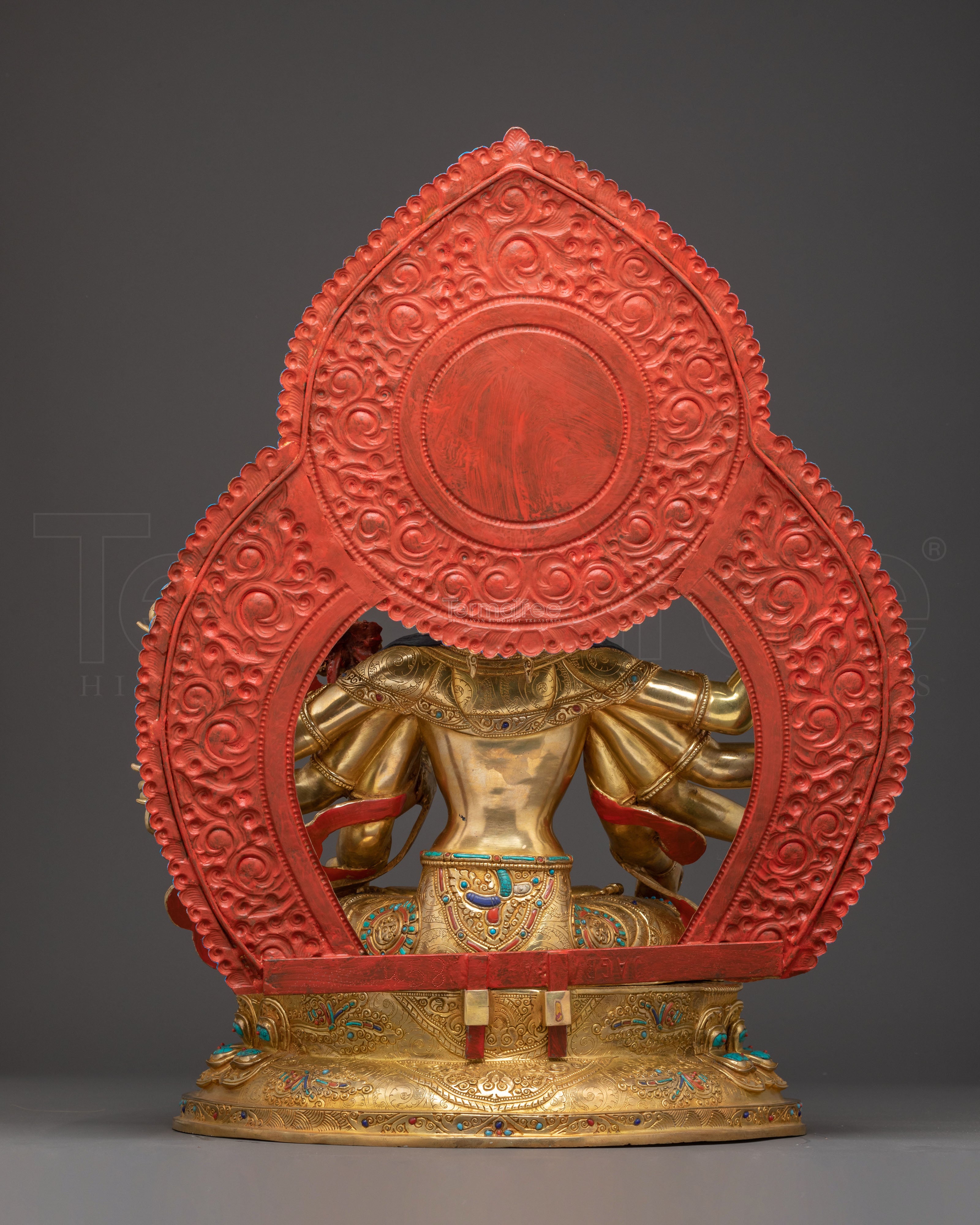 Handcrafted Statue of Wisdom Icon Maha Manjushri | Gold Gilded Copper Sculpture