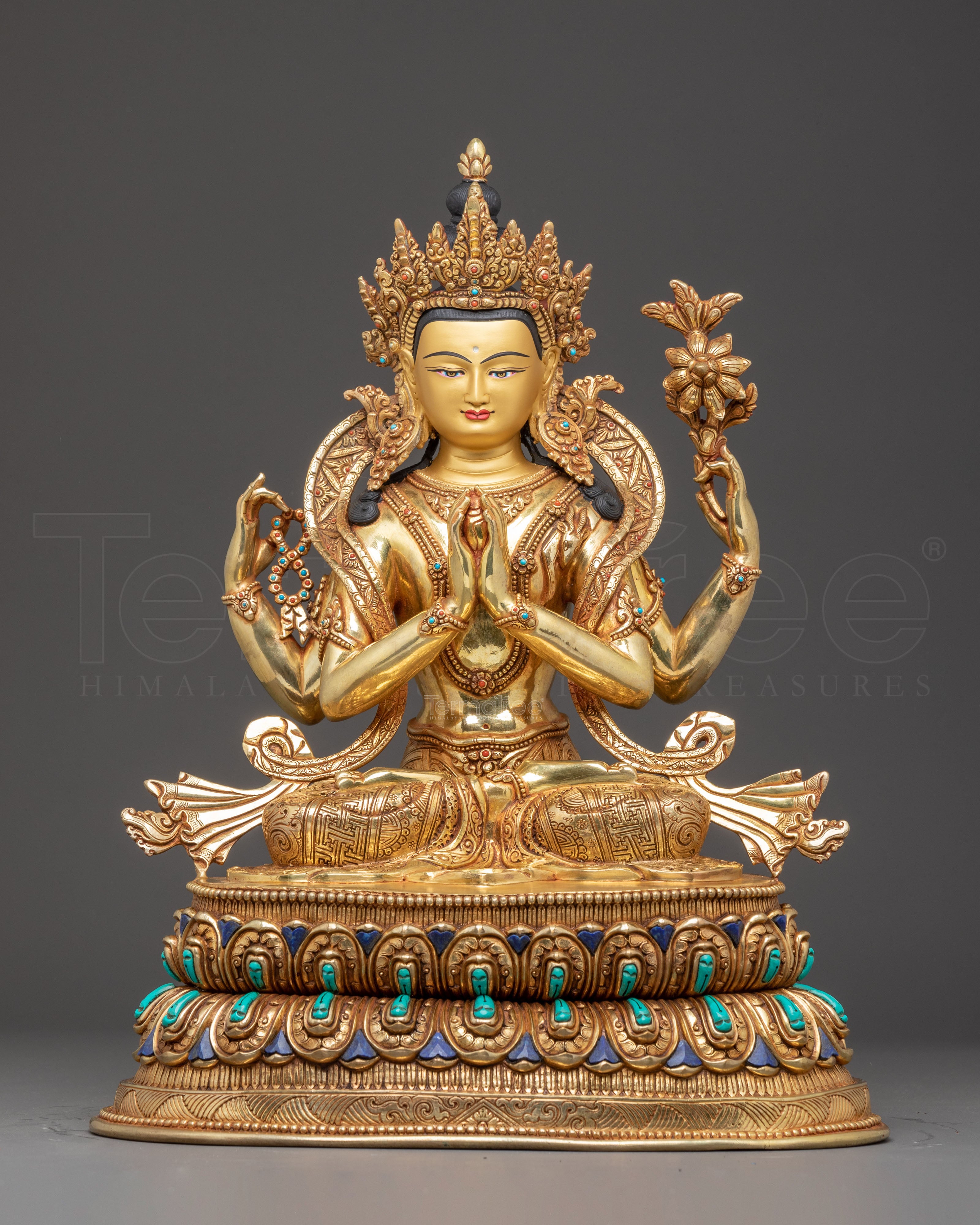 Handmade Golden Statue of Compassion Bodhisattva Avalokiteshvara