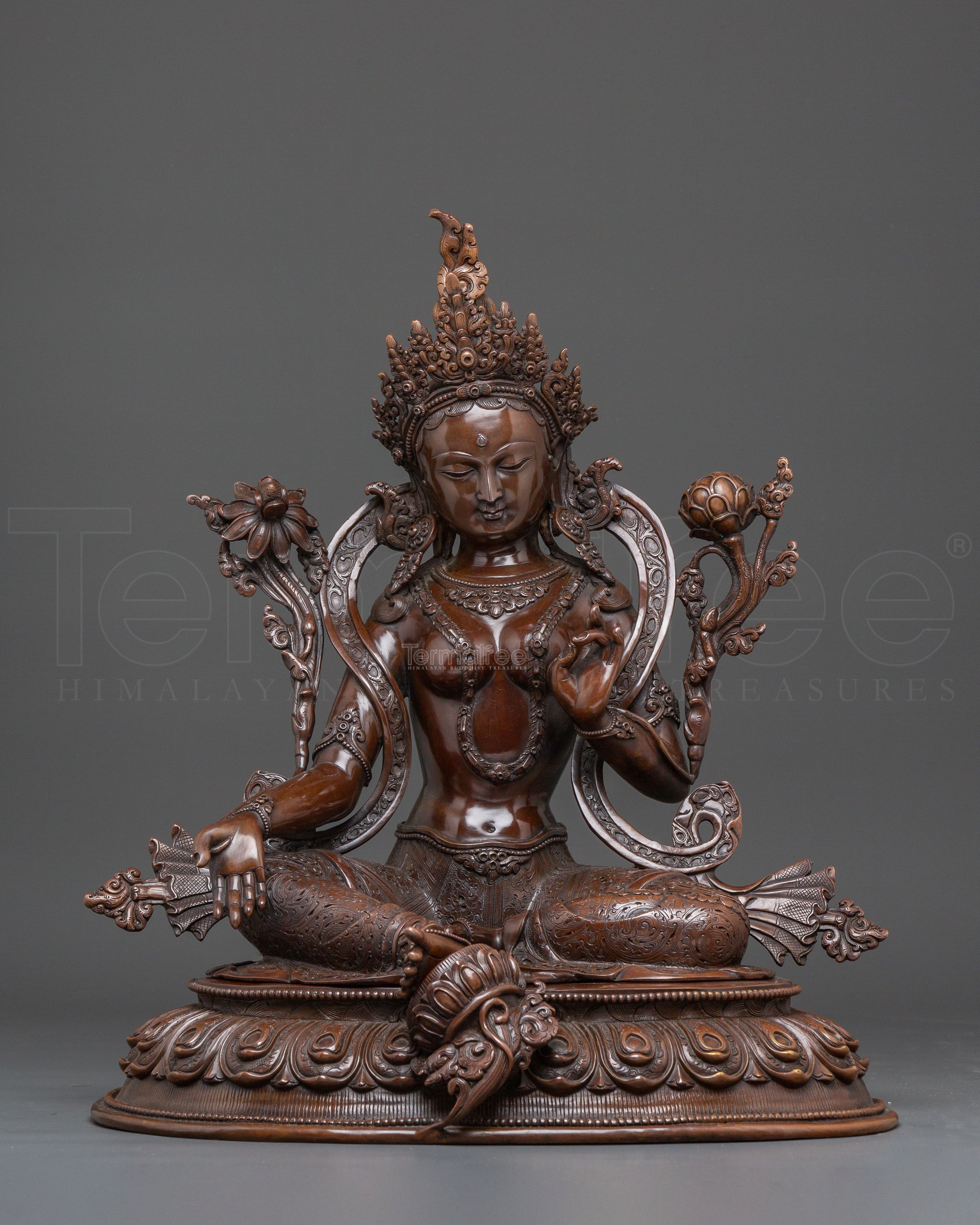 Handmade Statue of Mother Green Tara, Symbol of Compassion | Feminine Energy