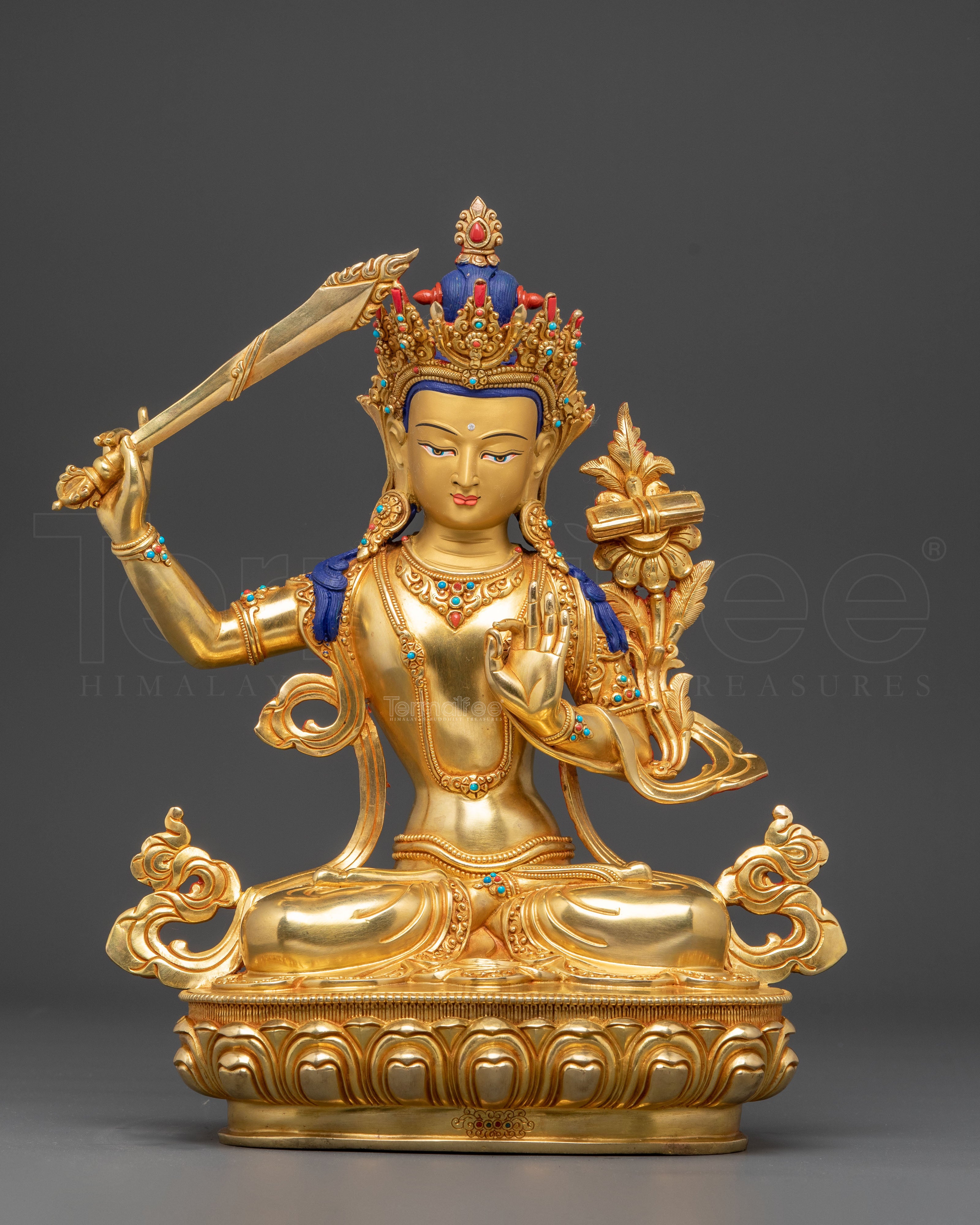 Handmade Figurine of Manjushri | Wisdom Bodhisattva Sculpture