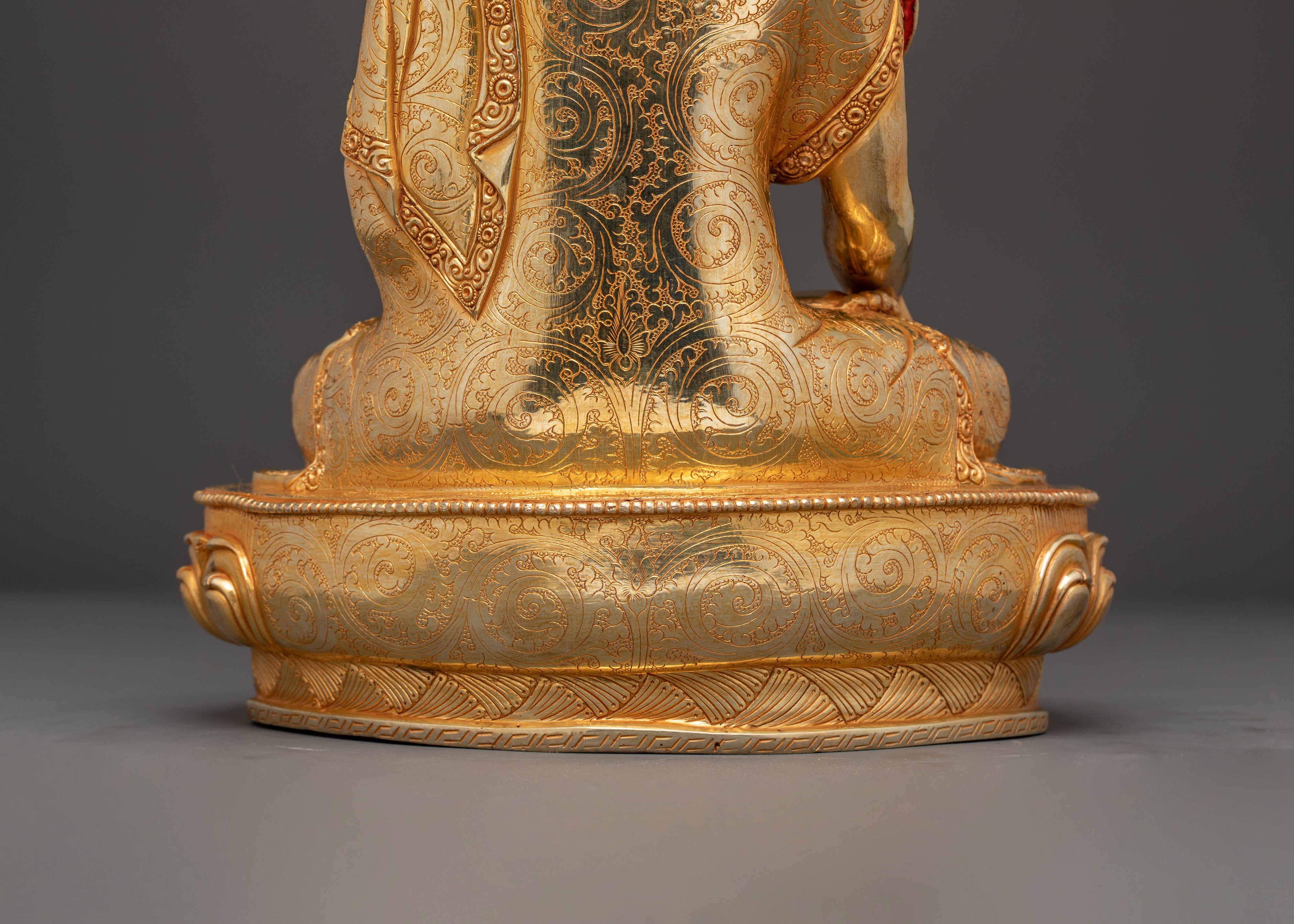 Handcrafted Golden Shakyamuni Buddha Statue with Gemstones