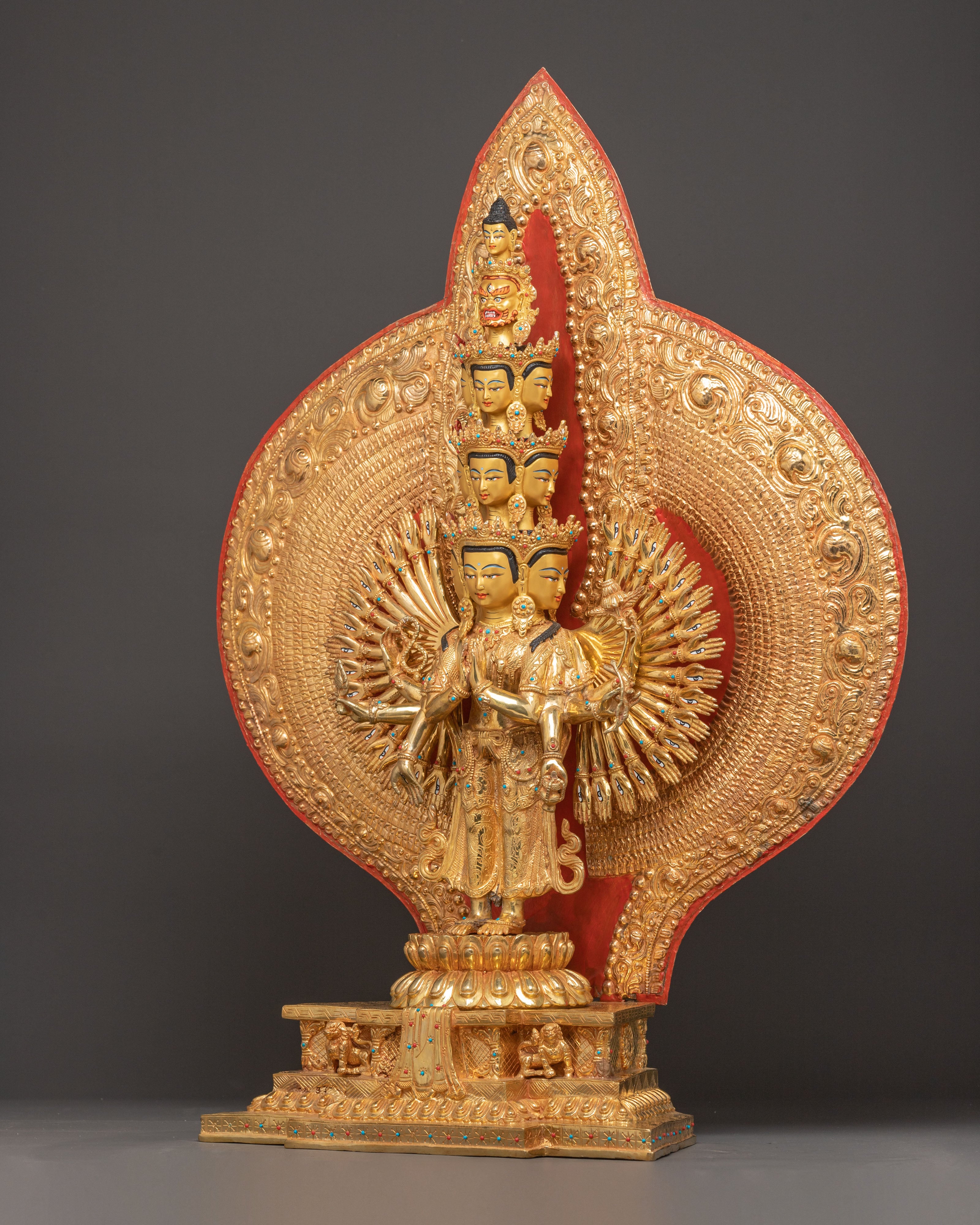 Handcrafted 1000 Armed Chenrezig Radiant Statue | Bodhisattva of Compassion