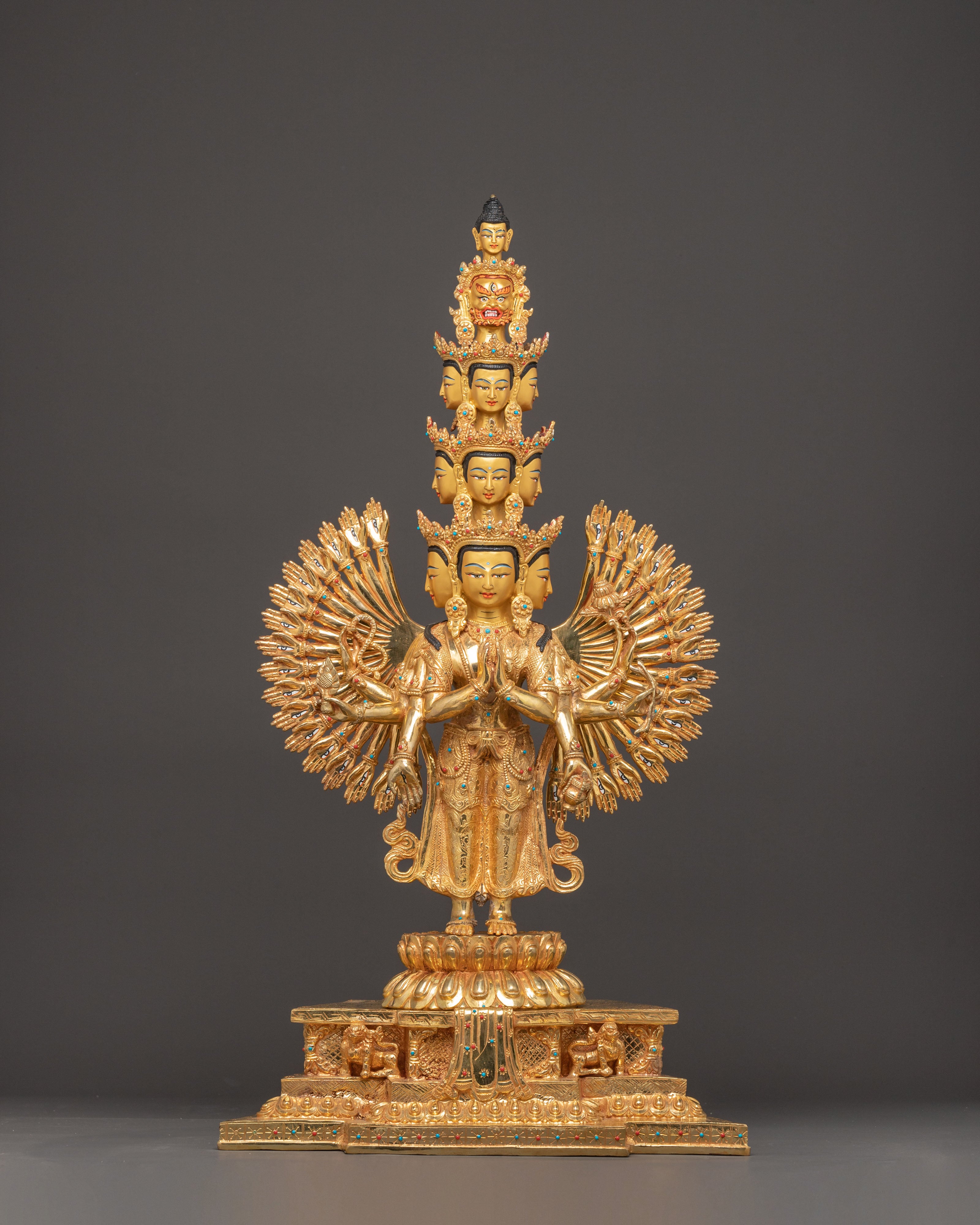 Handcrafted 1000 Armed Chenrezig Radiant Statue | Bodhisattva of Compassion