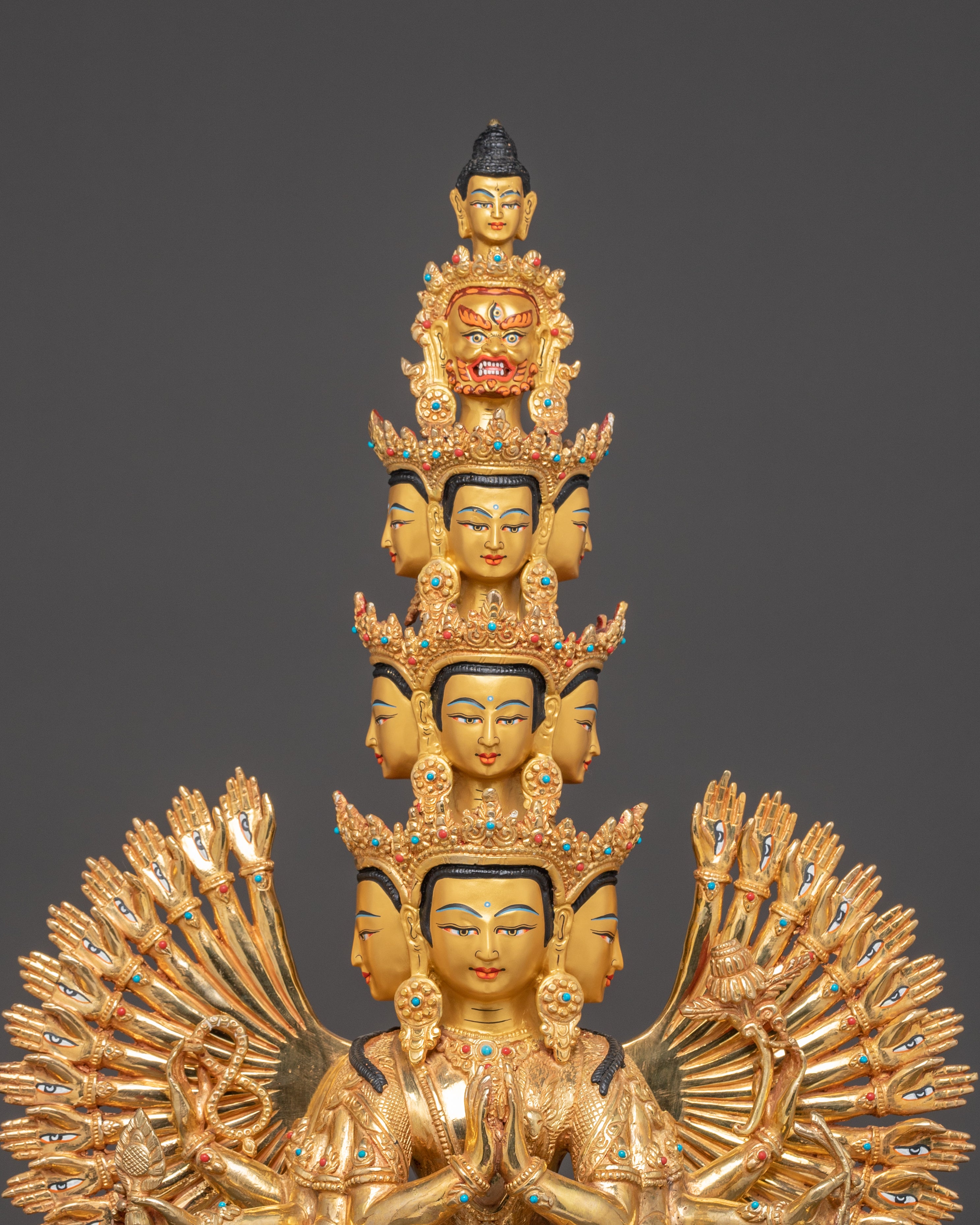 Handcrafted 1000 Armed Chenrezig Radiant Statue | Bodhisattva of Compassion