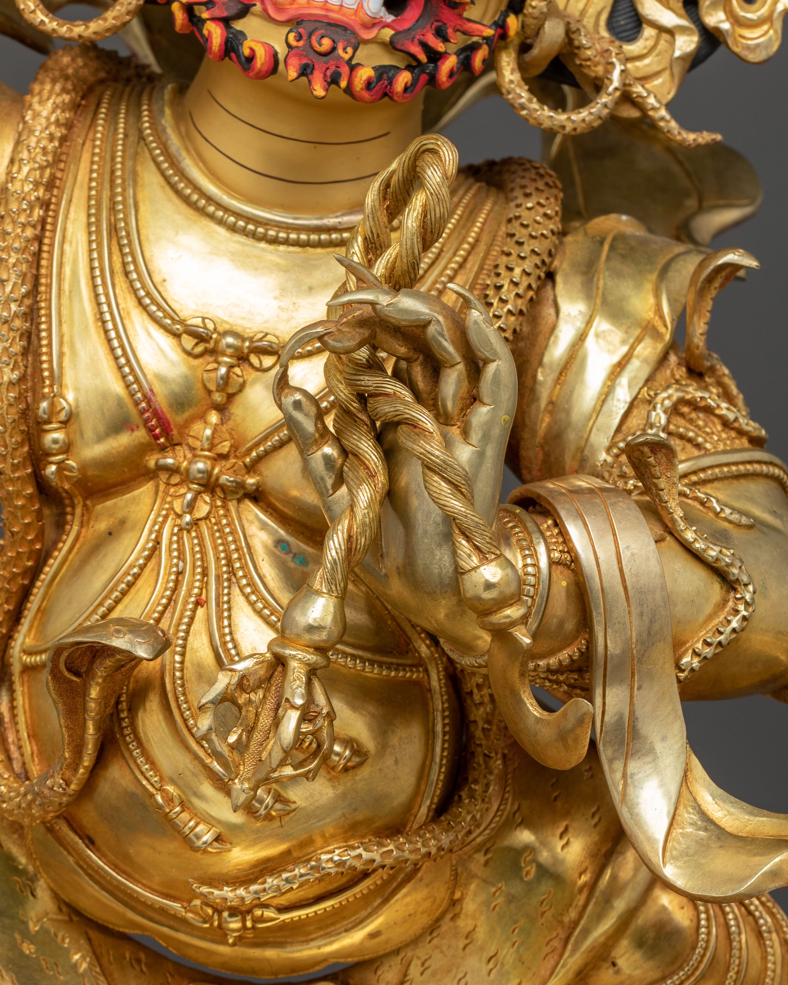 Vajrapani Gold Gilded Sculpture: Protector of the Buddha