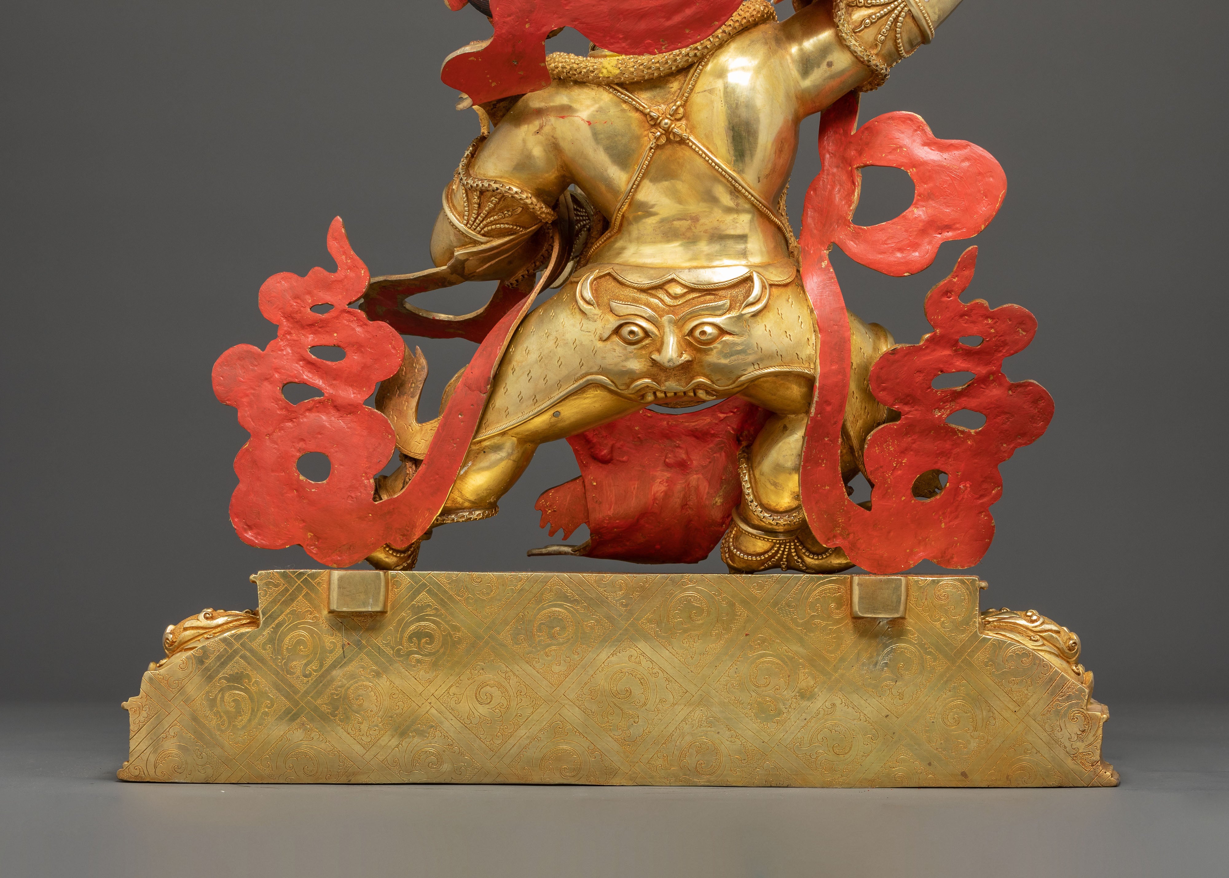 Vajrapani Gold Gilded Sculpture: Protector of the Buddha