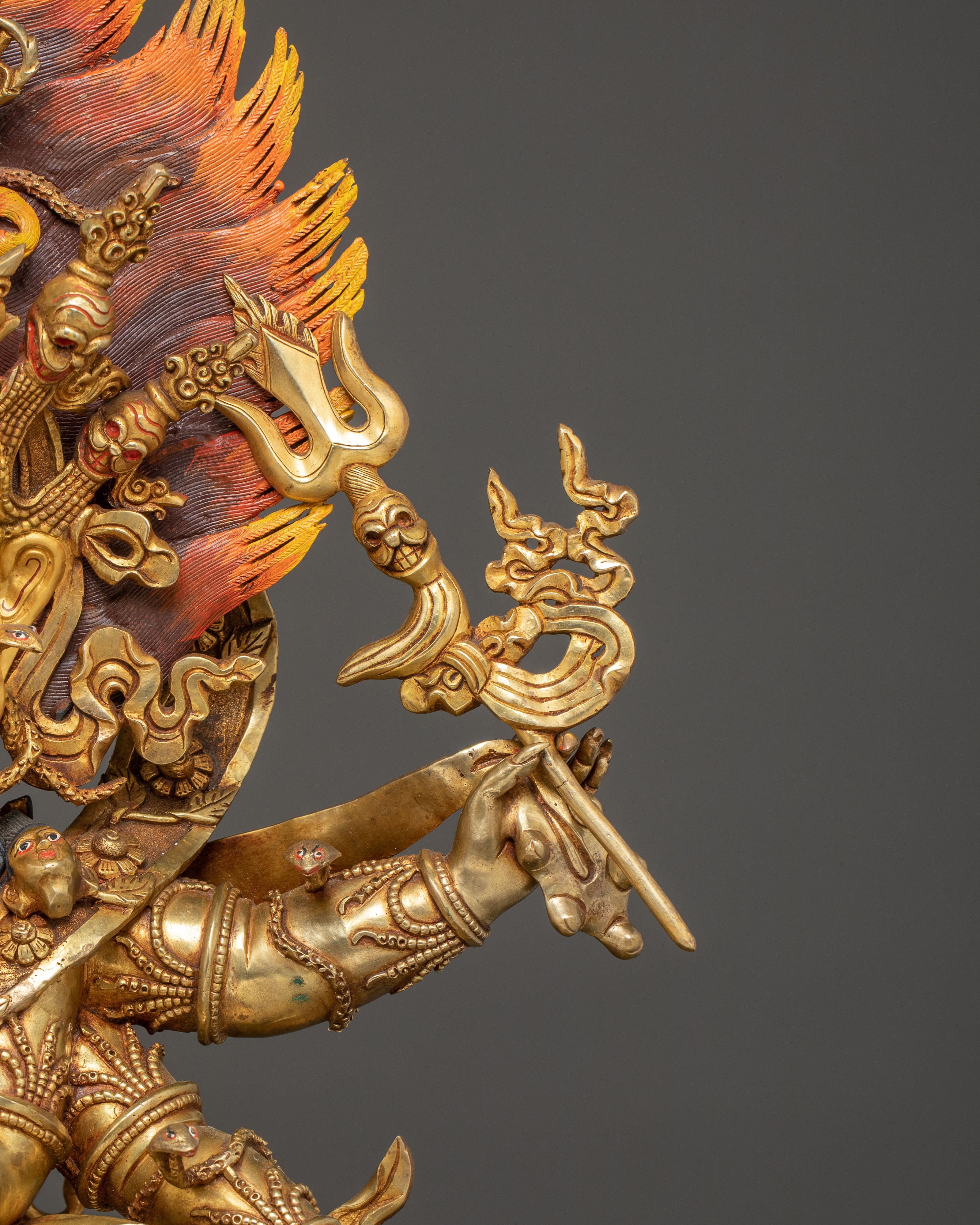 Statue of Wrathful Six-Armed Mahakala | Protector Deity of Dharma