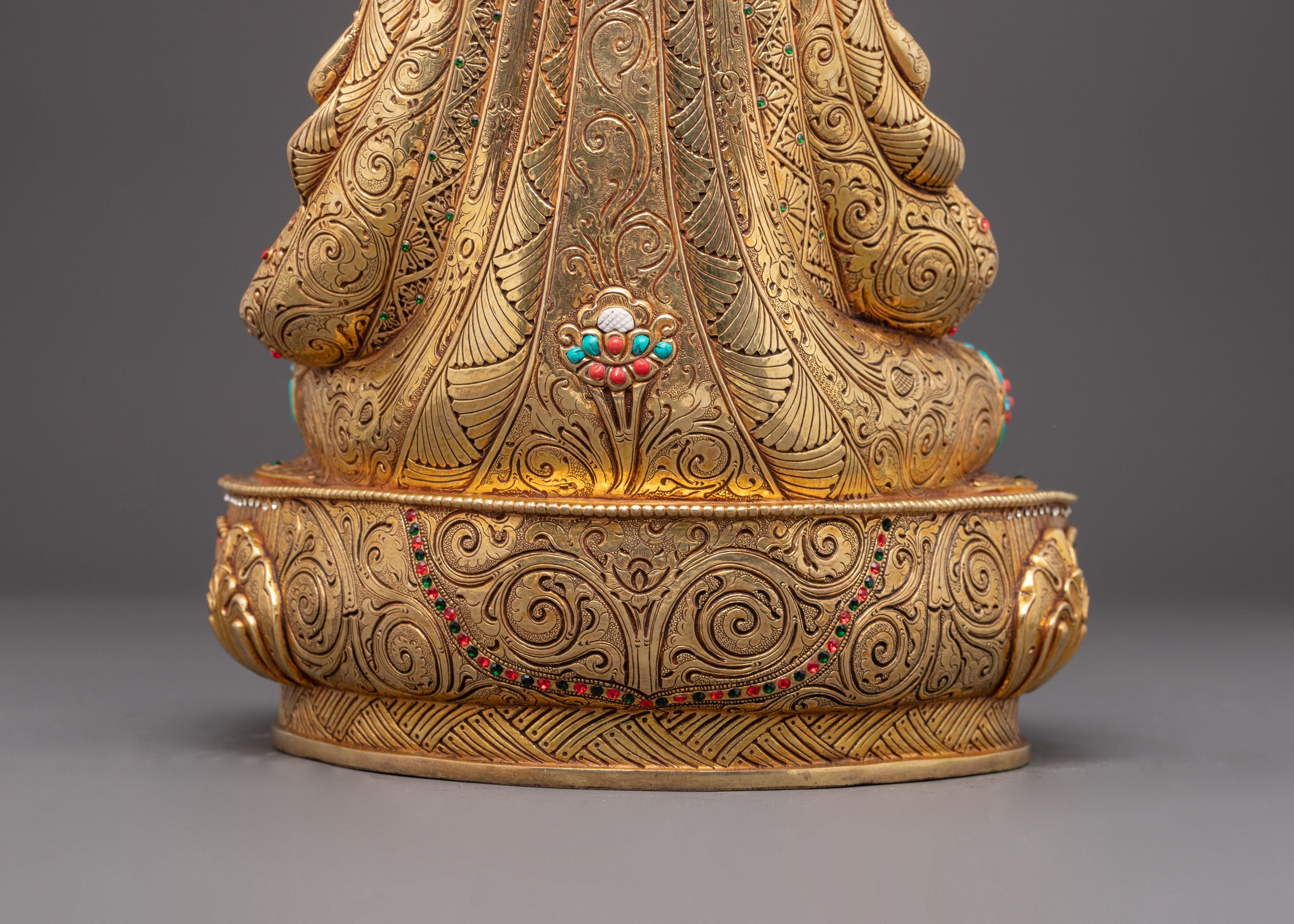 Handmade Golden Statue of Guru Tsyoke Dorje | Traditional Tibetan Icon