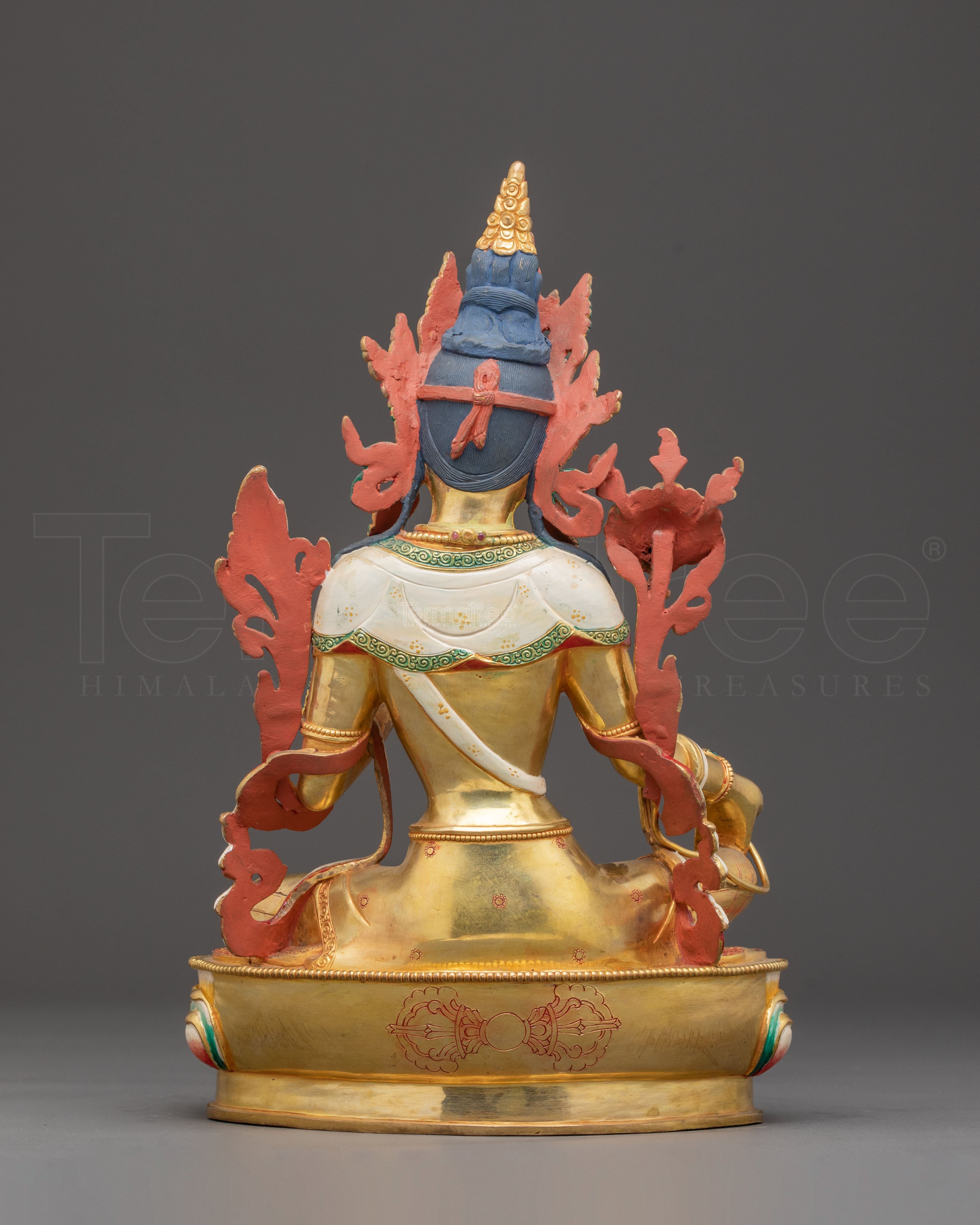 Handmade 24k Gold Glided Statue of Green Tara | Compassion Goddess