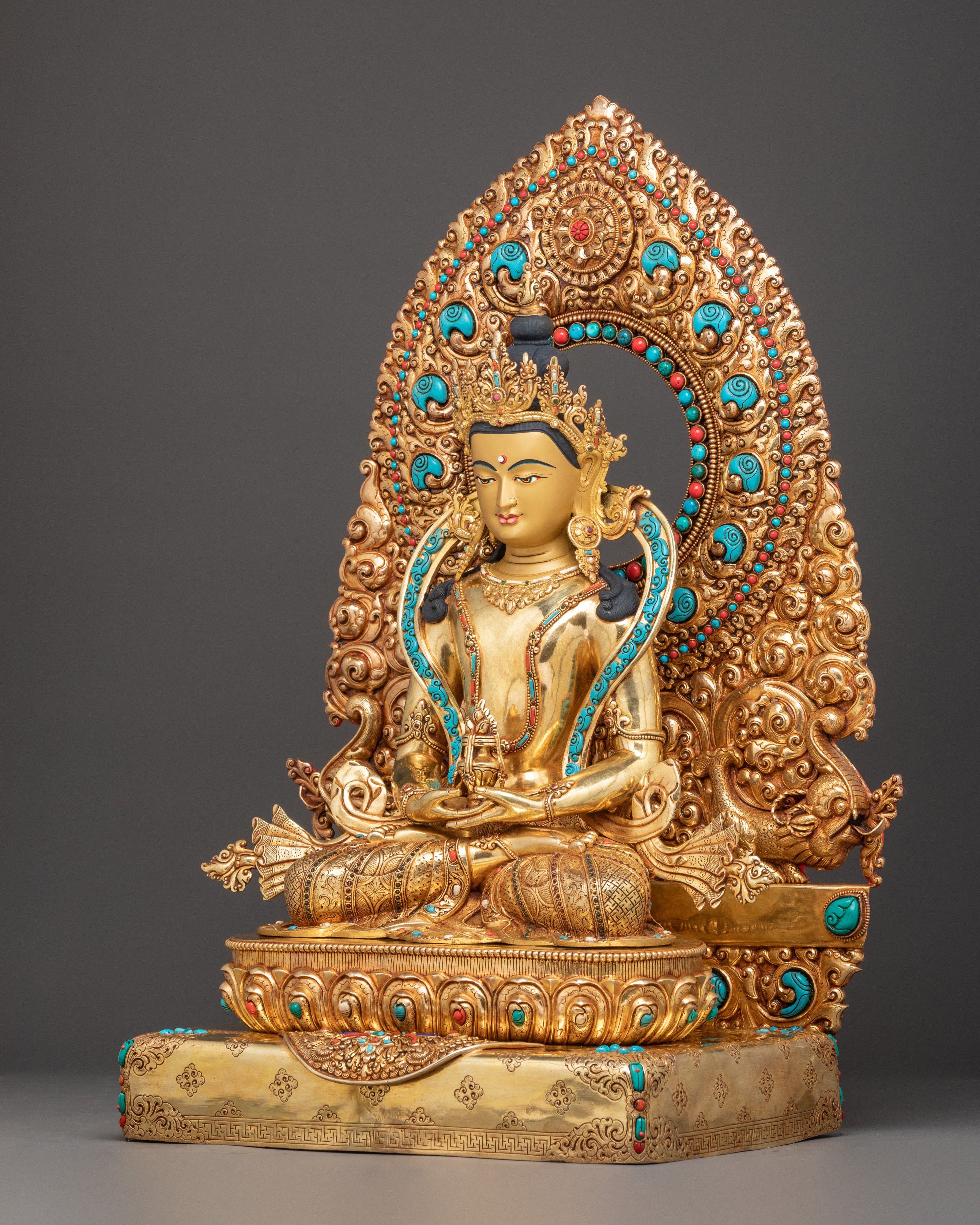 Golden Handmade Bodhisattva Set Statue | Sacred Buddhist Altar Display
