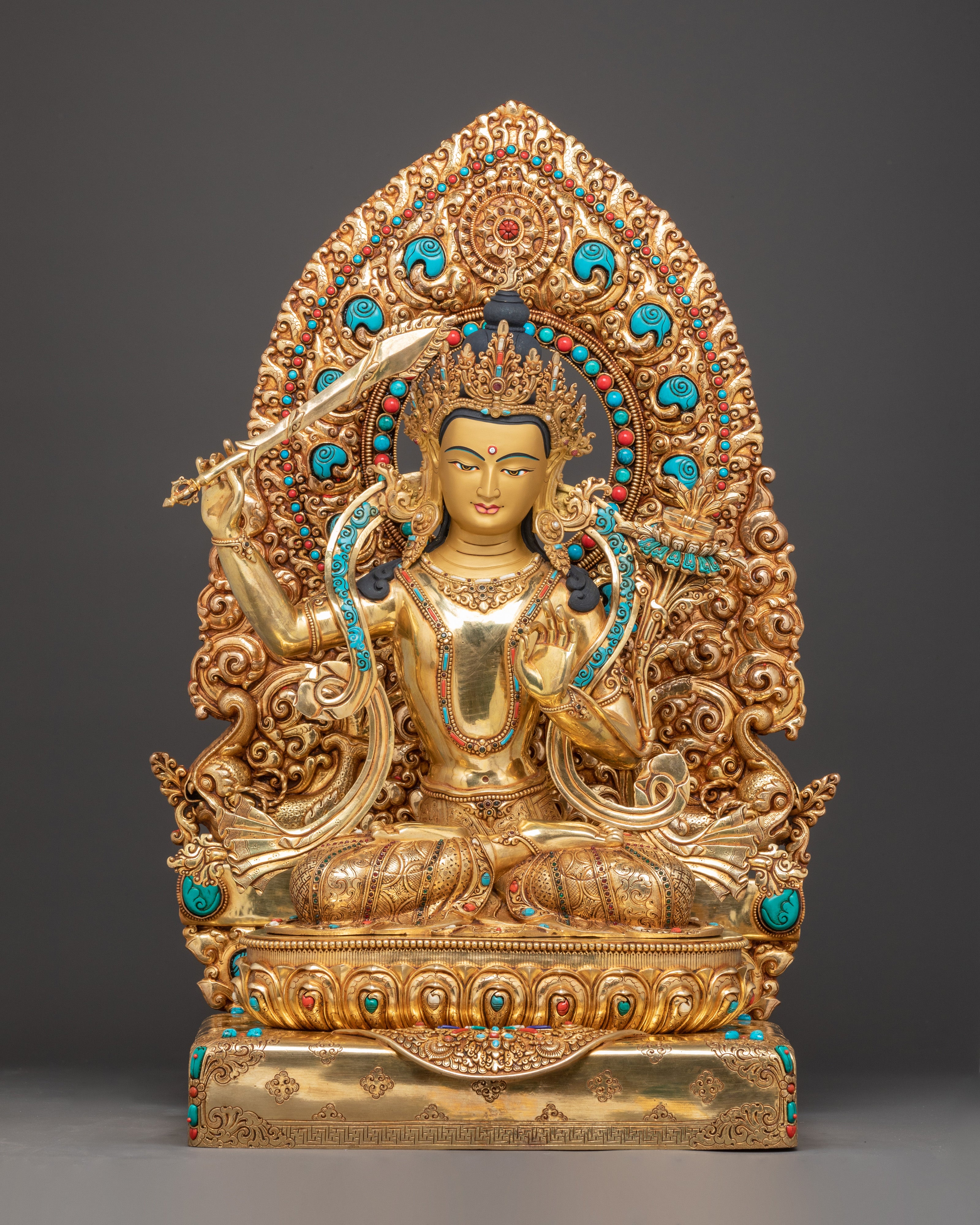 Golden Handmade Bodhisattva Set Statue | Sacred Buddhist Altar Display