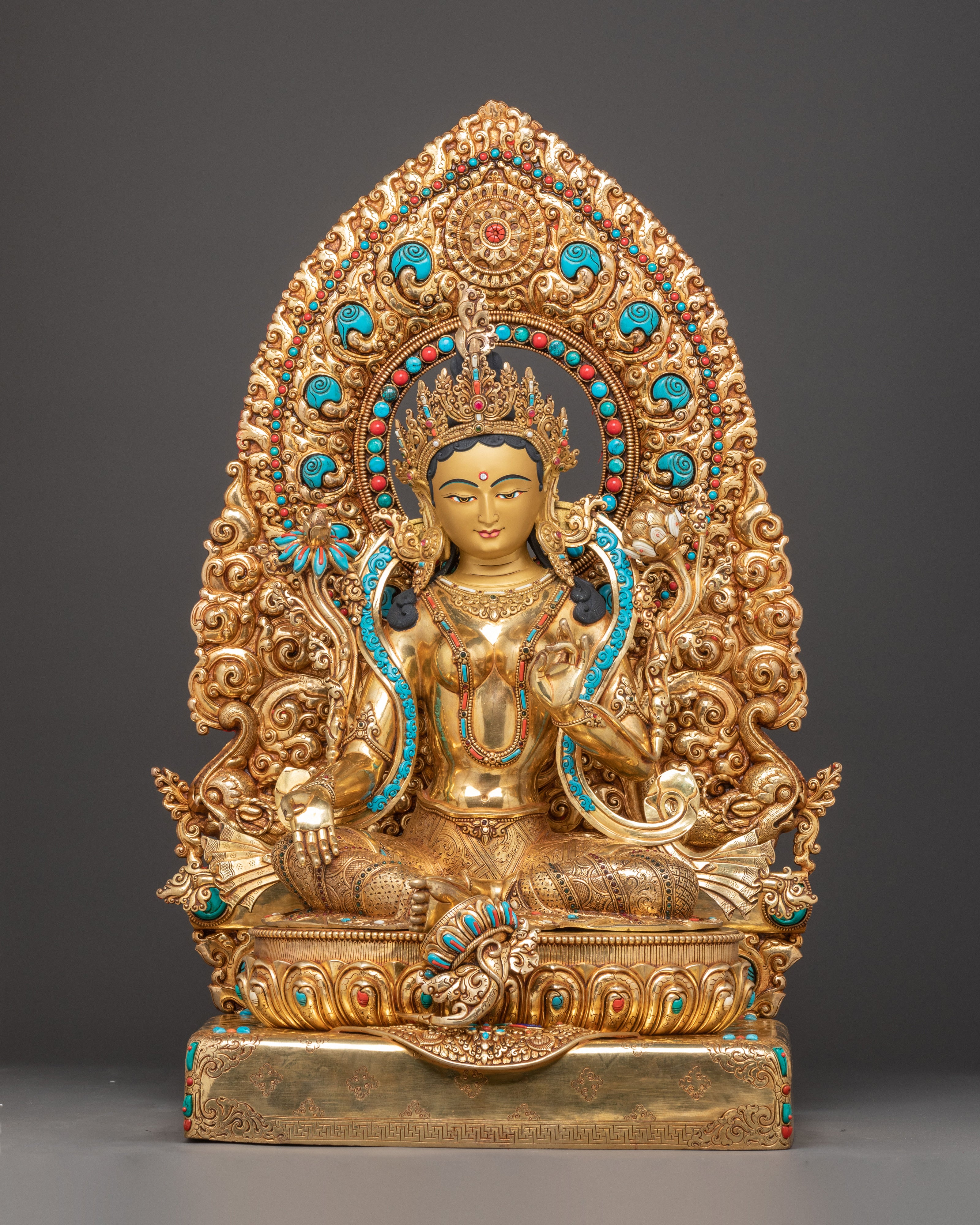Golden Handmade Bodhisattva Set Statue | Sacred Buddhist Altar Display