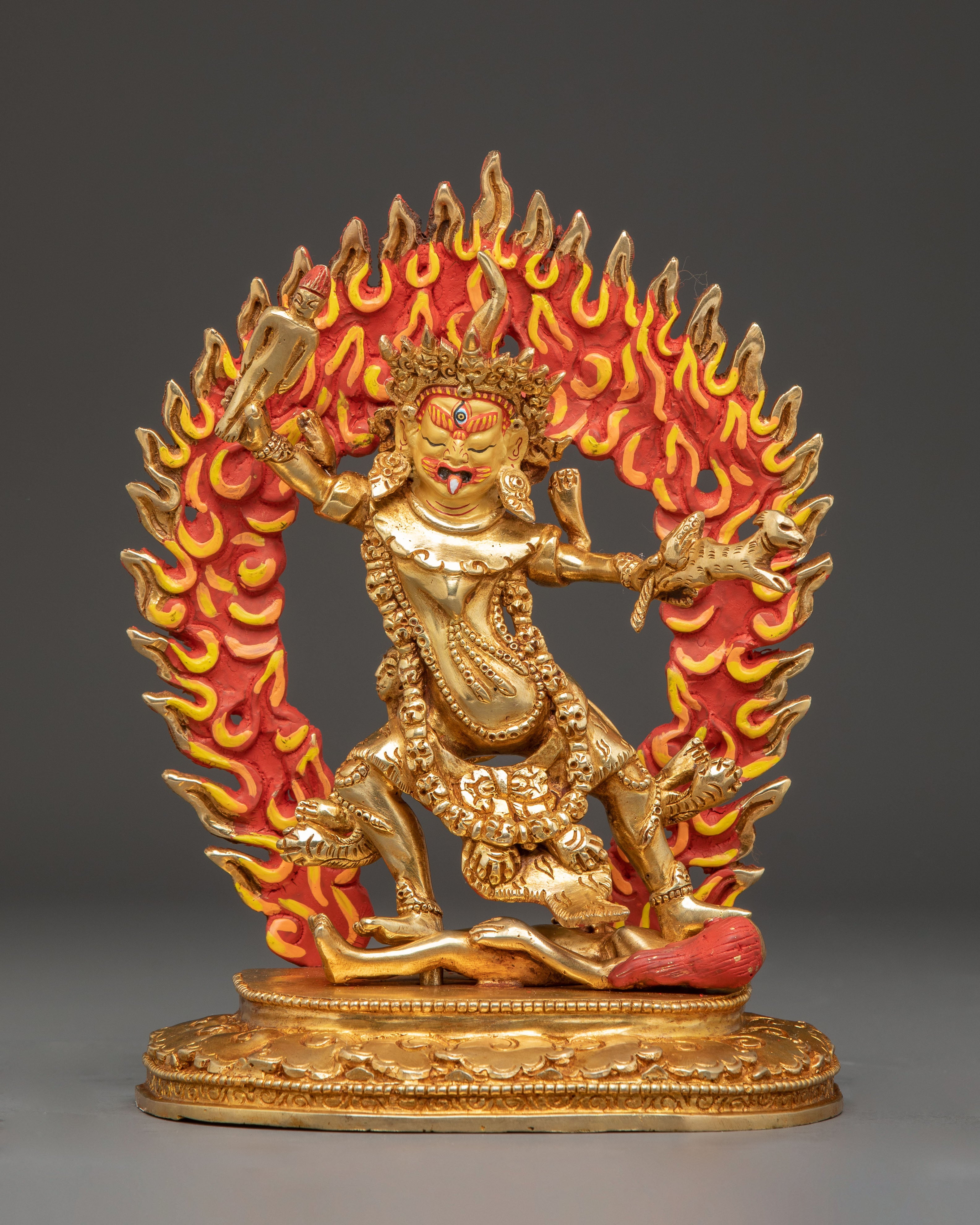 Three Tibetan Protector Deities Statue Set | Rahula, Dorje Legpa & Ekajati Statue Set