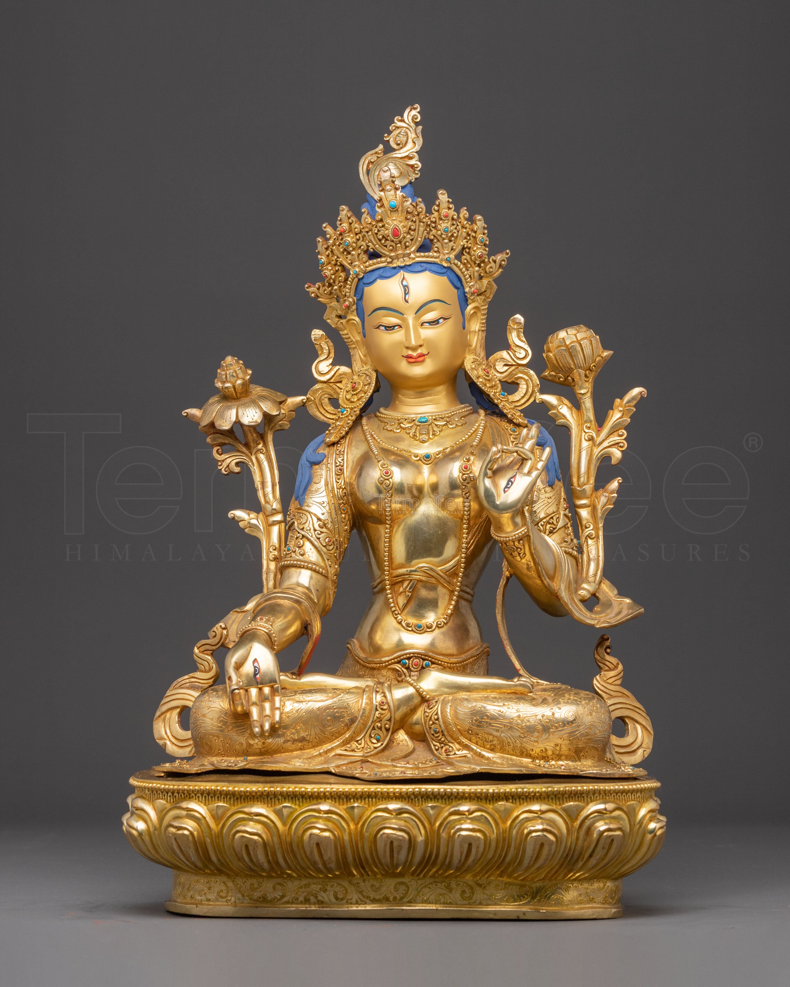 Handcrafted Statue of Seven-Eyed Goddess White Tara | Peaceful Feminine Deity