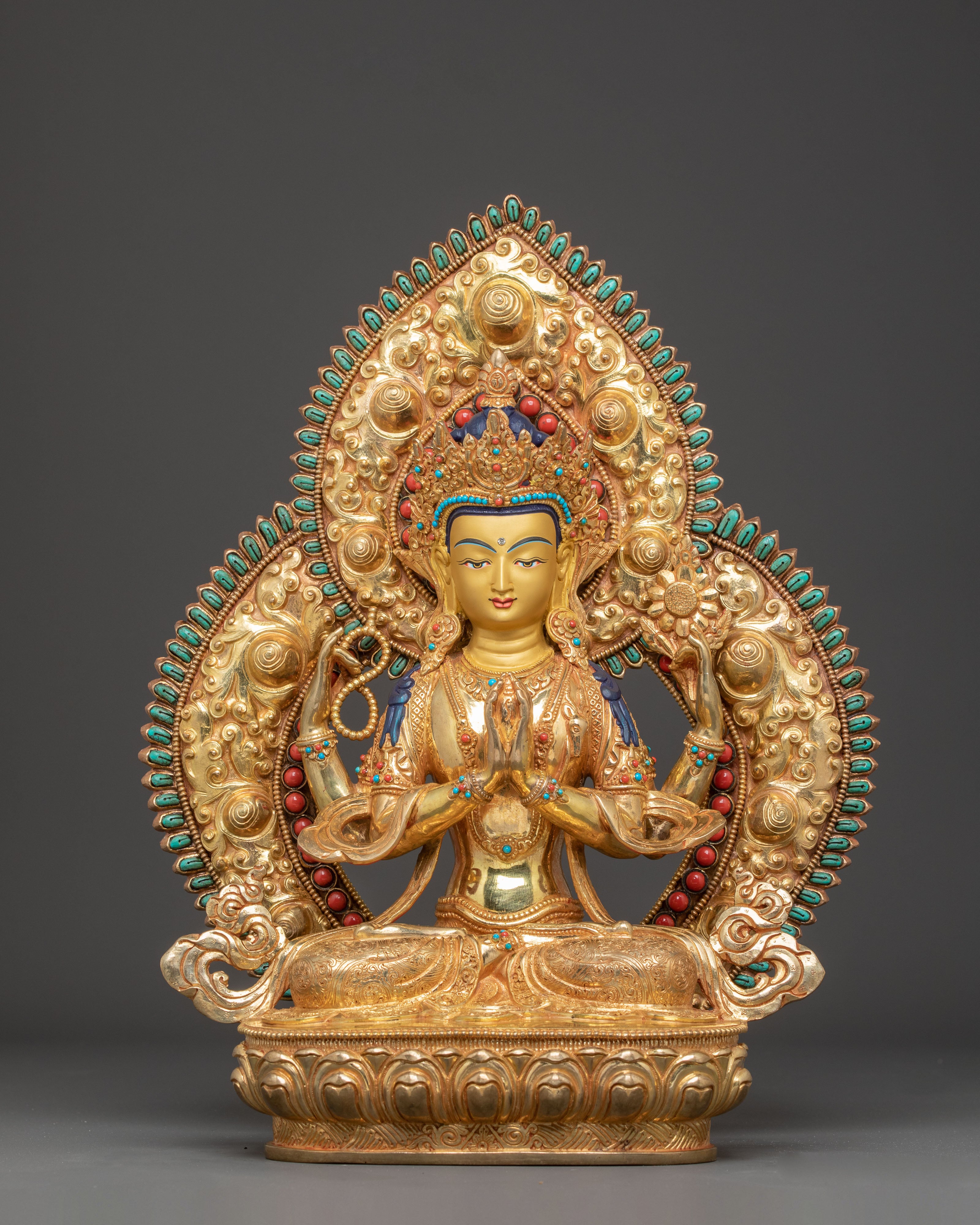 Buddha Dharma Sangha Golden Statue Set