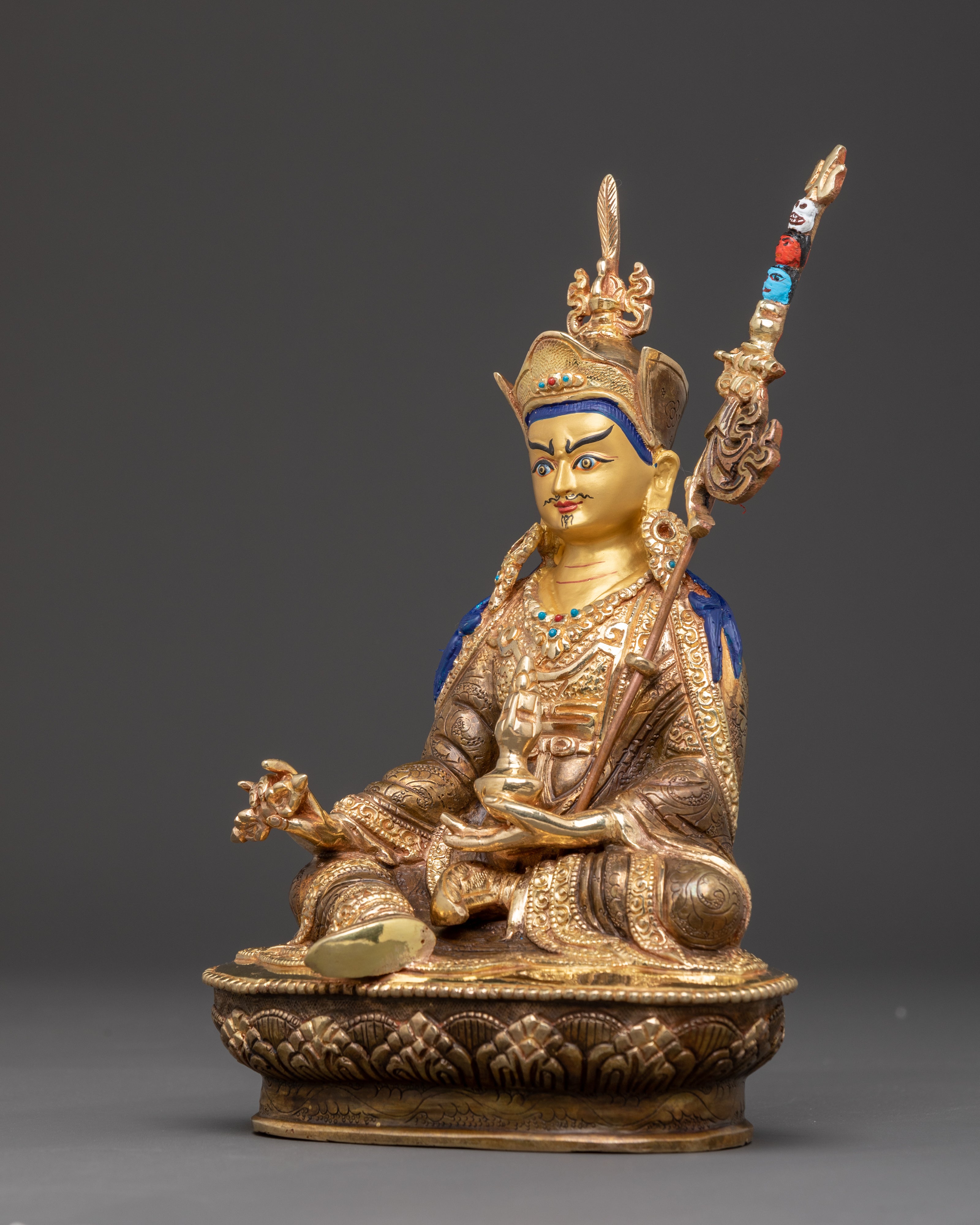 Handmade Guru Rinpoche Statue: Buddhist Vajra Master