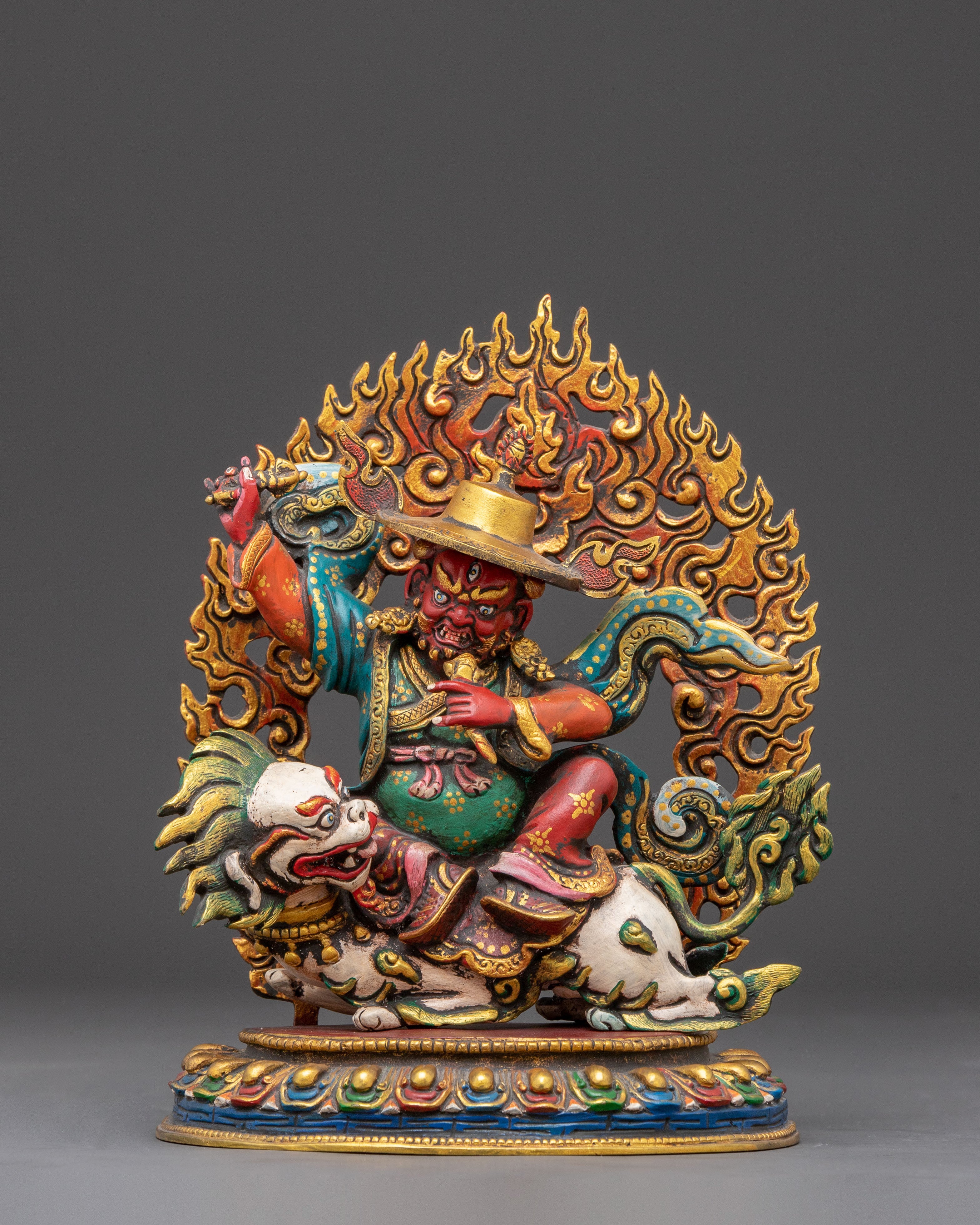 Handcrafted Three Nyingma Protectors Statue Set | Fierce Guardians of Wisdom