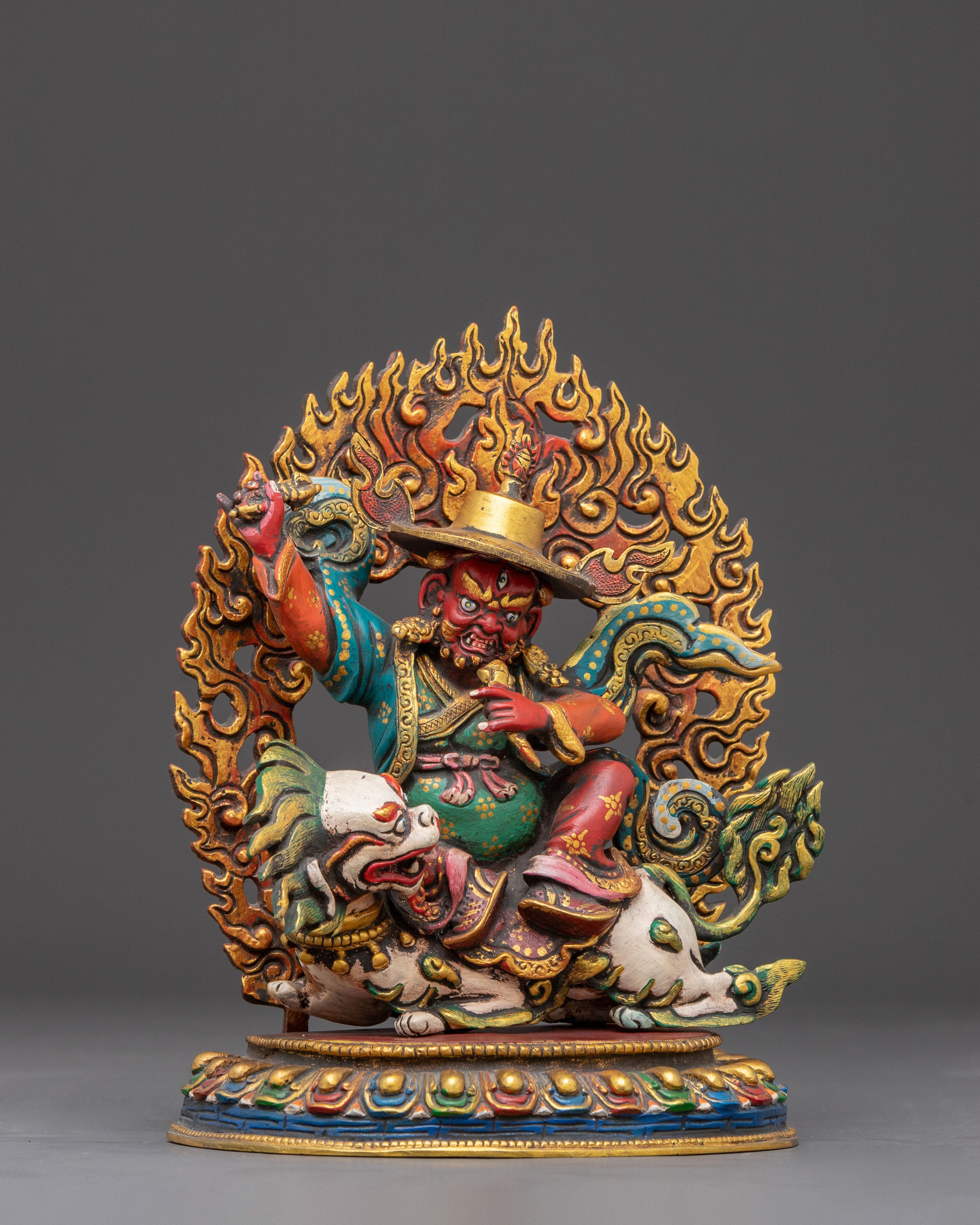 Handcrafted Three Nyingma Protectors Statue Set | Fierce Guardians of Wisdom