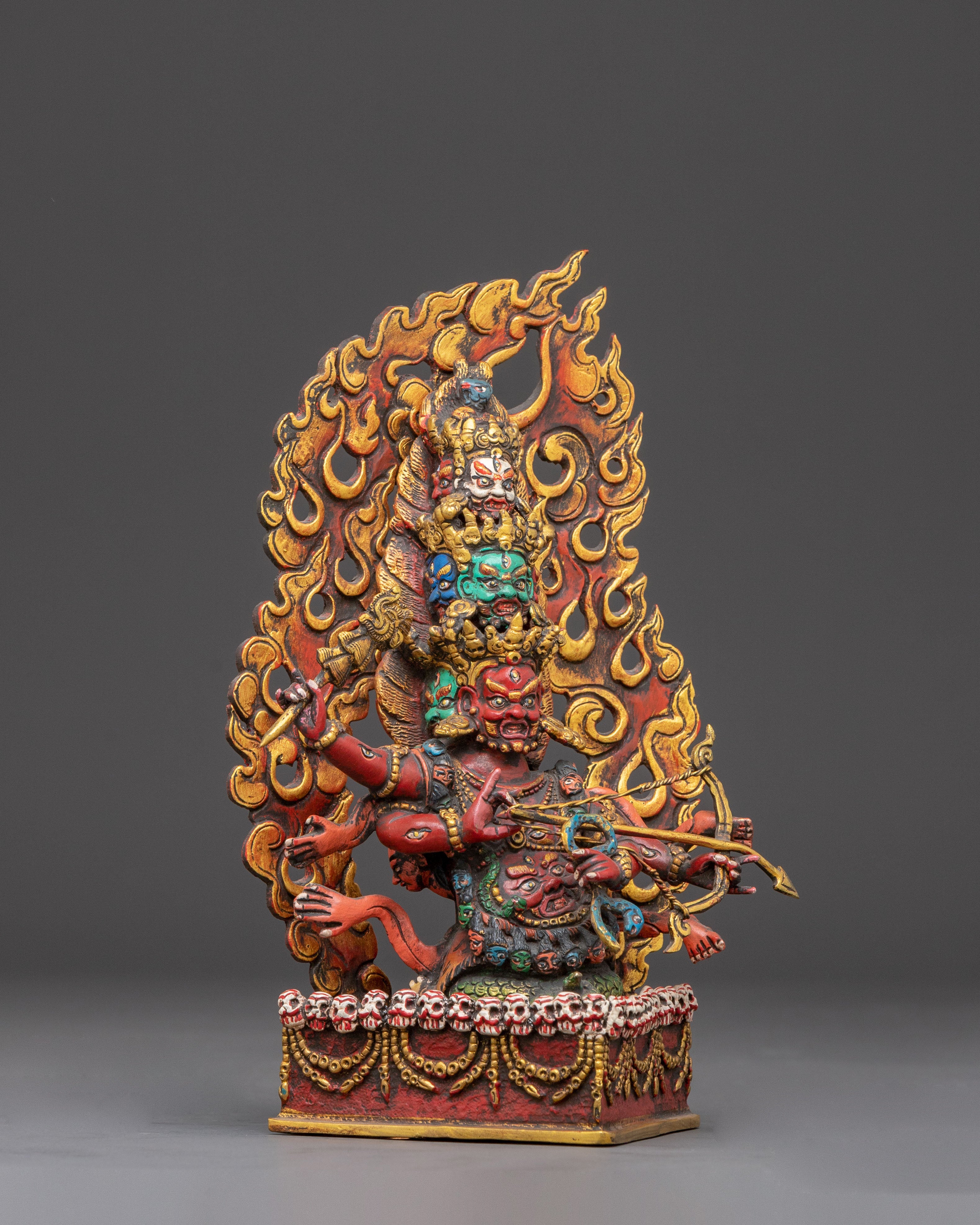 Handcrafted Three Nyingma Protectors Statue Set | Fierce Guardians of Wisdom