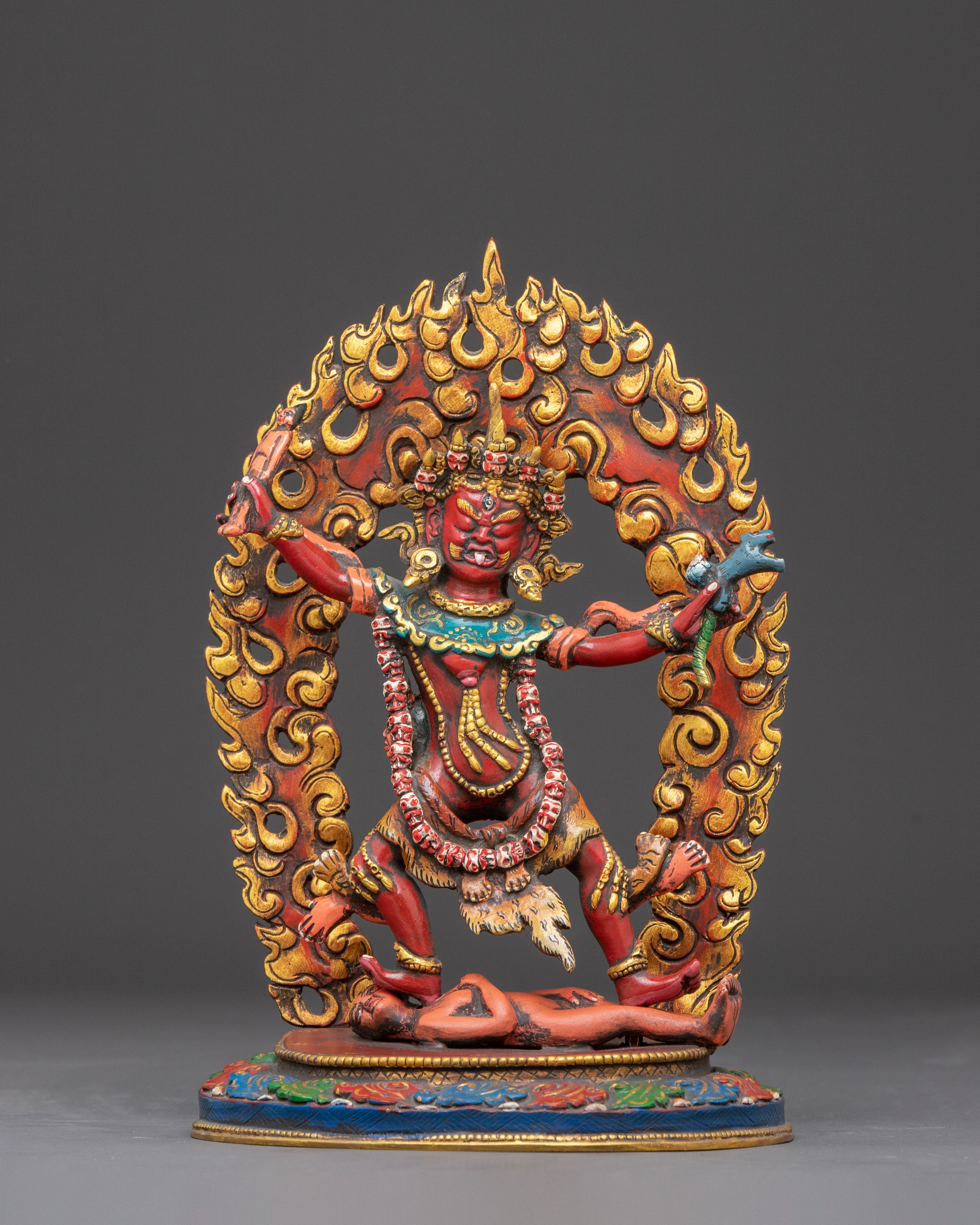 Handcrafted Three Nyingma Protectors Statue Set | Fierce Guardians of Wisdom