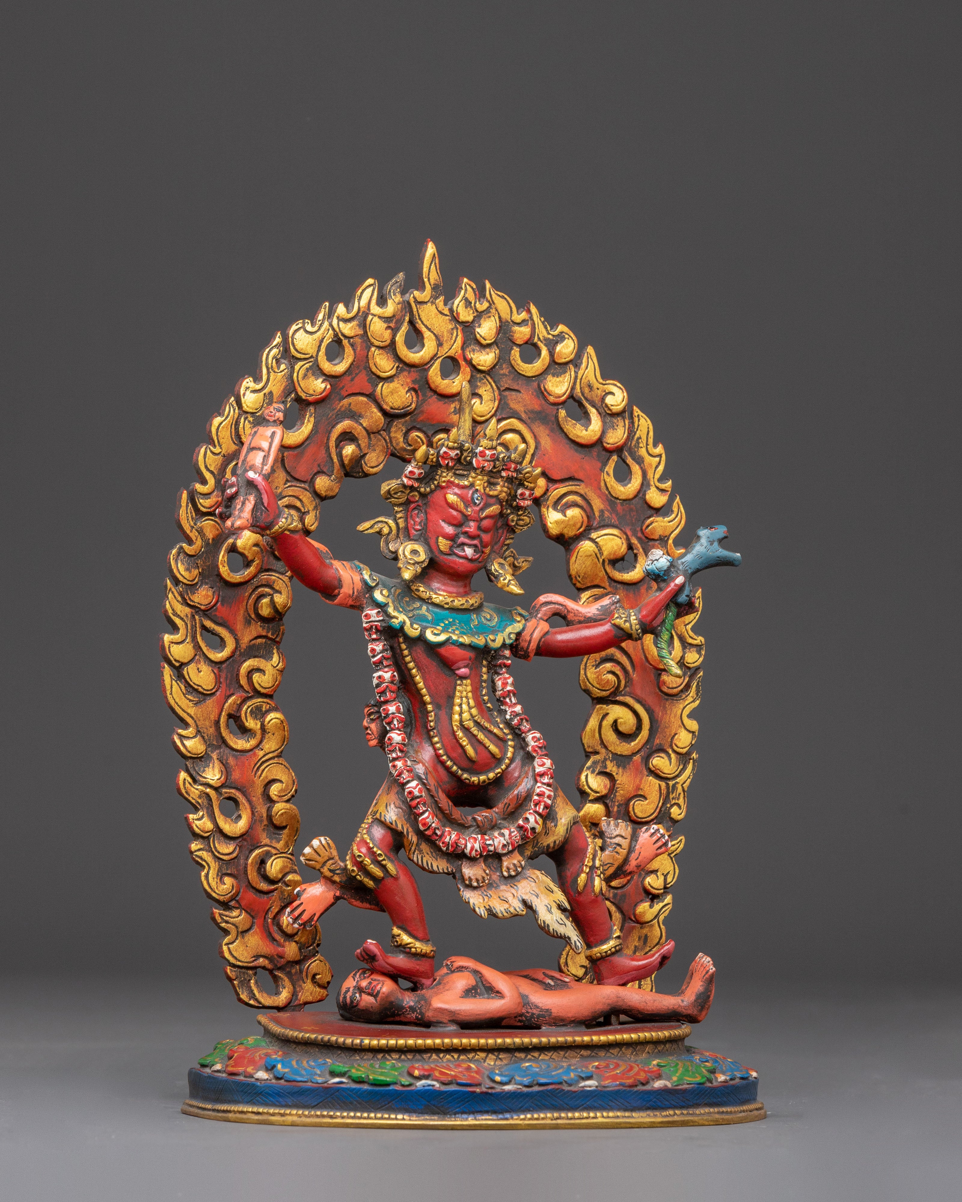 Handcrafted Three Nyingma Protectors Statue Set | Fierce Guardians of Wisdom