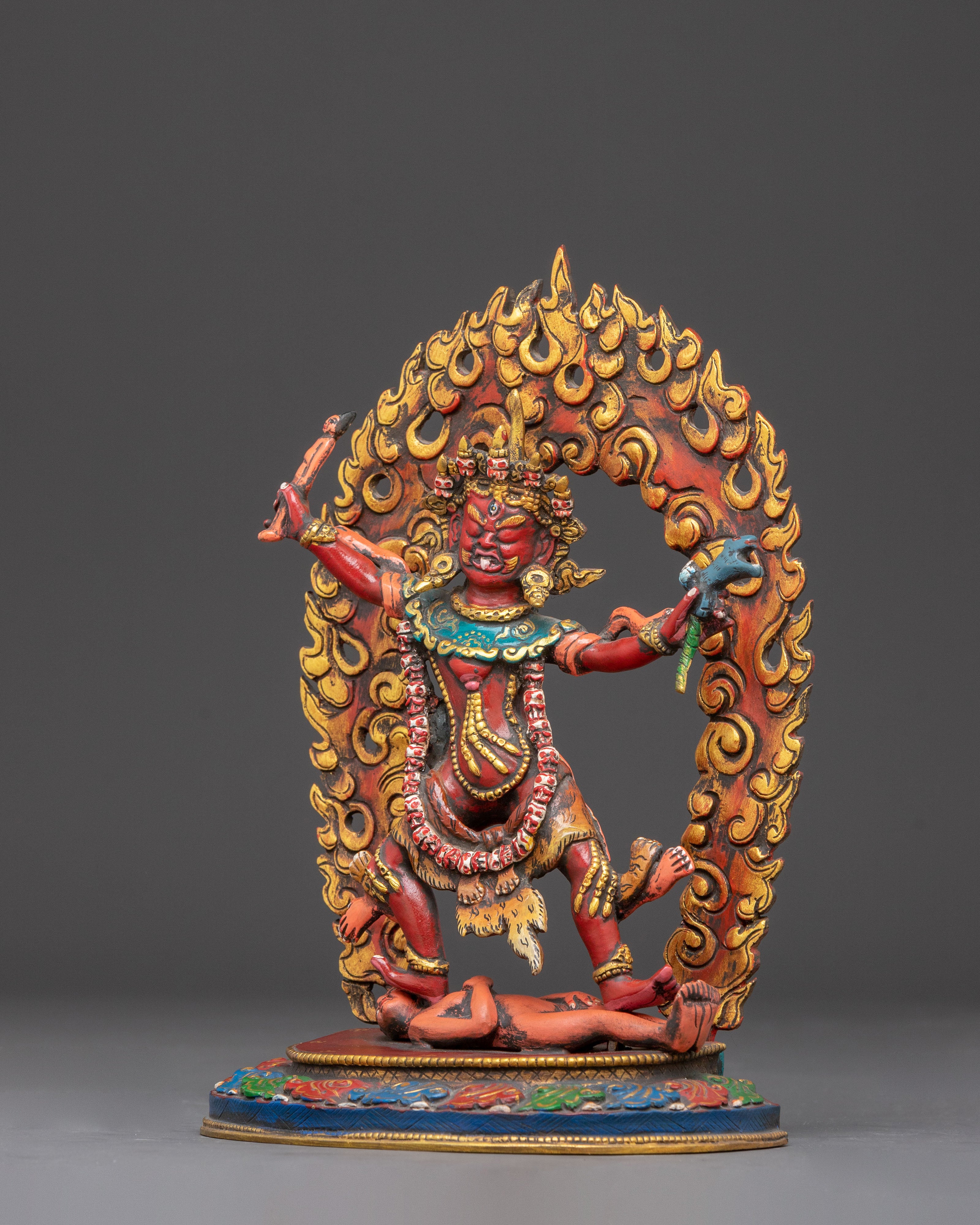 Handcrafted Three Nyingma Protectors Statue Set | Fierce Guardians of Wisdom