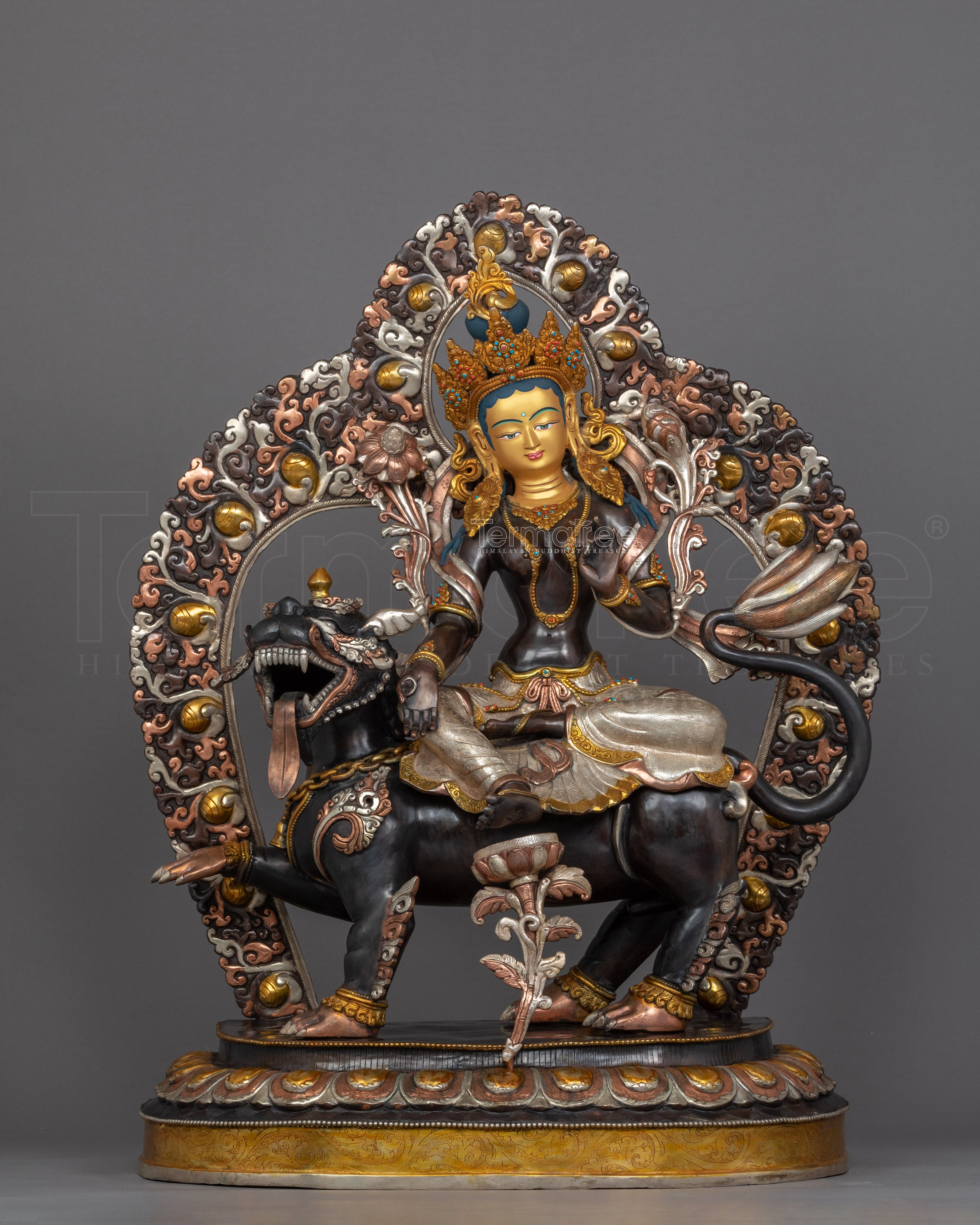 Green Tara Buddha Art | Tibetan Green Tara On Snow Lion