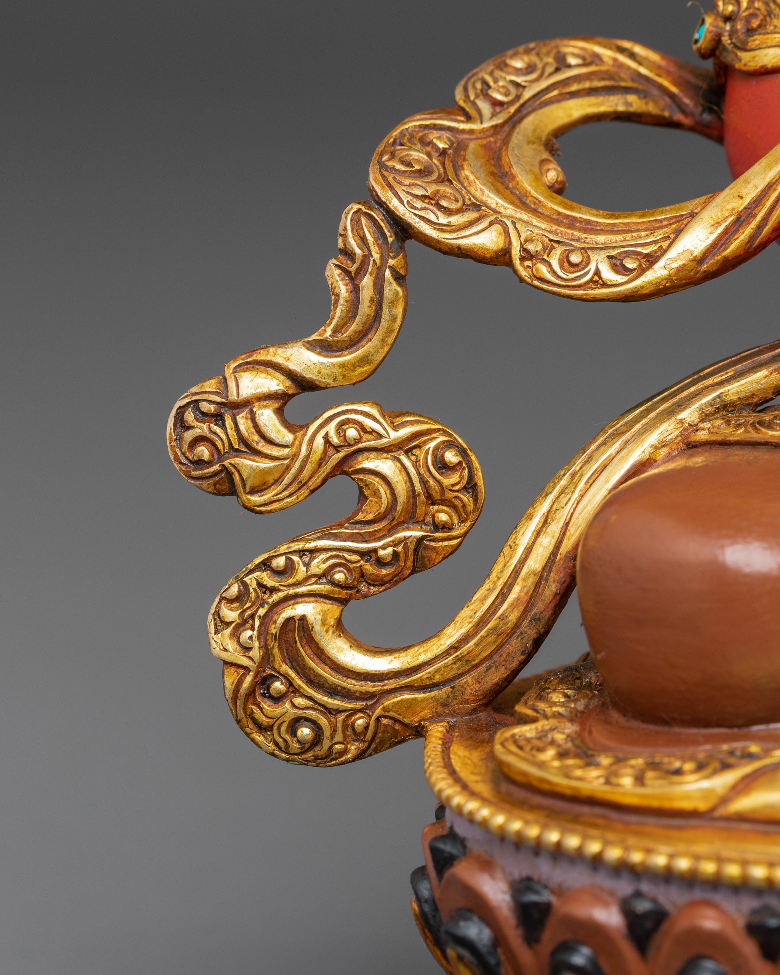 Red Statue of Amitayus | Gold Gilded Copper