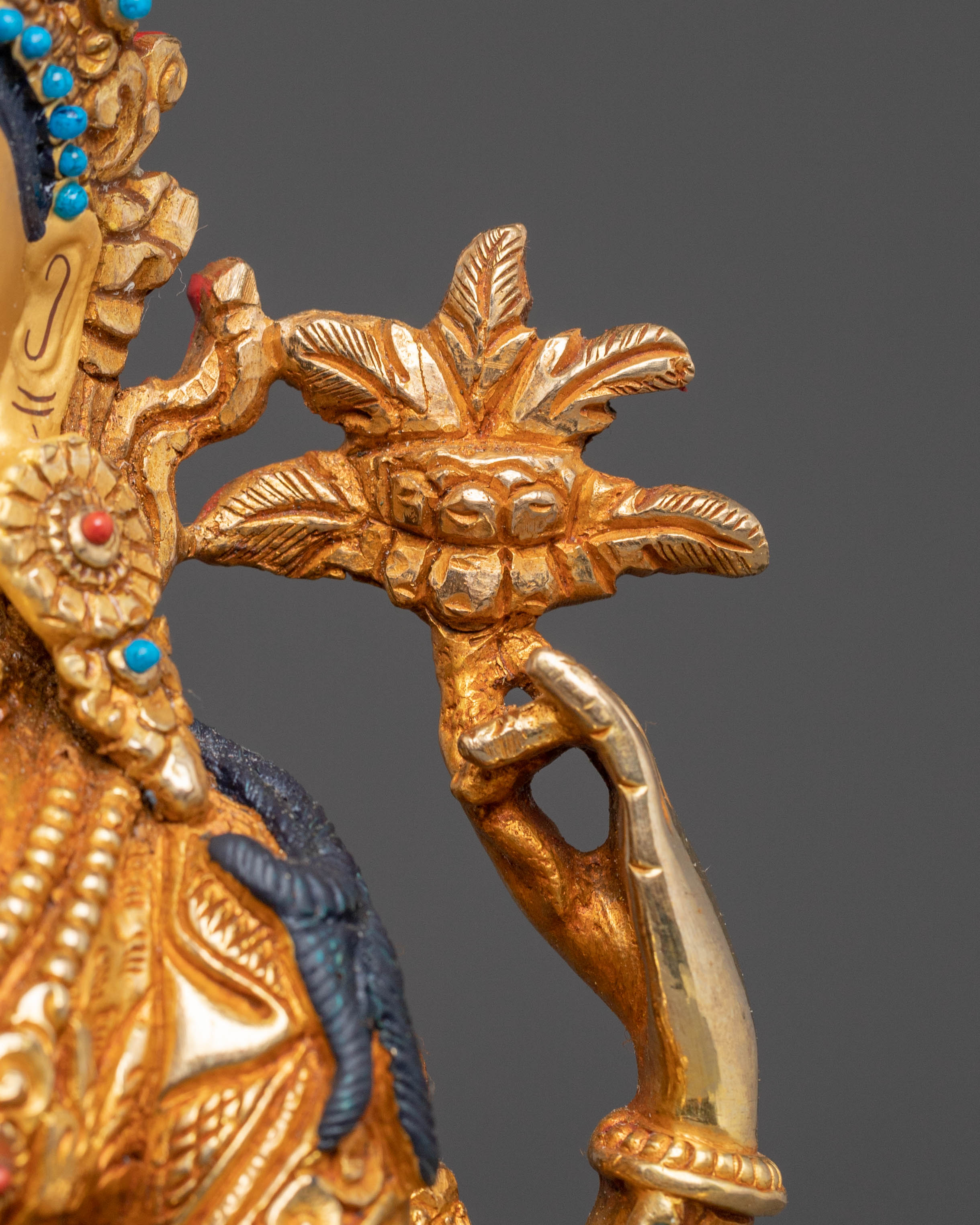 Handmade Golden Statue of Compassion Chenrezig | Tibetan Buddhist Sculpture