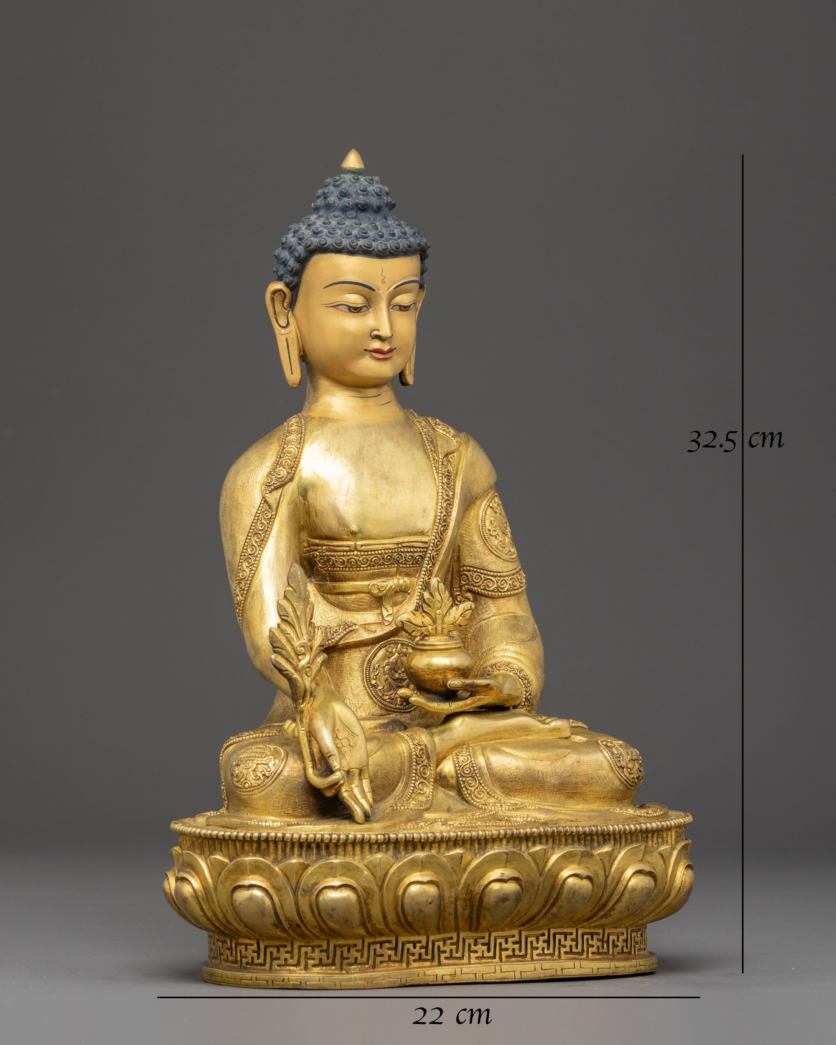 Handcrafted Medicine Buddha Copper Body Statue | Tibetan Healing Deity