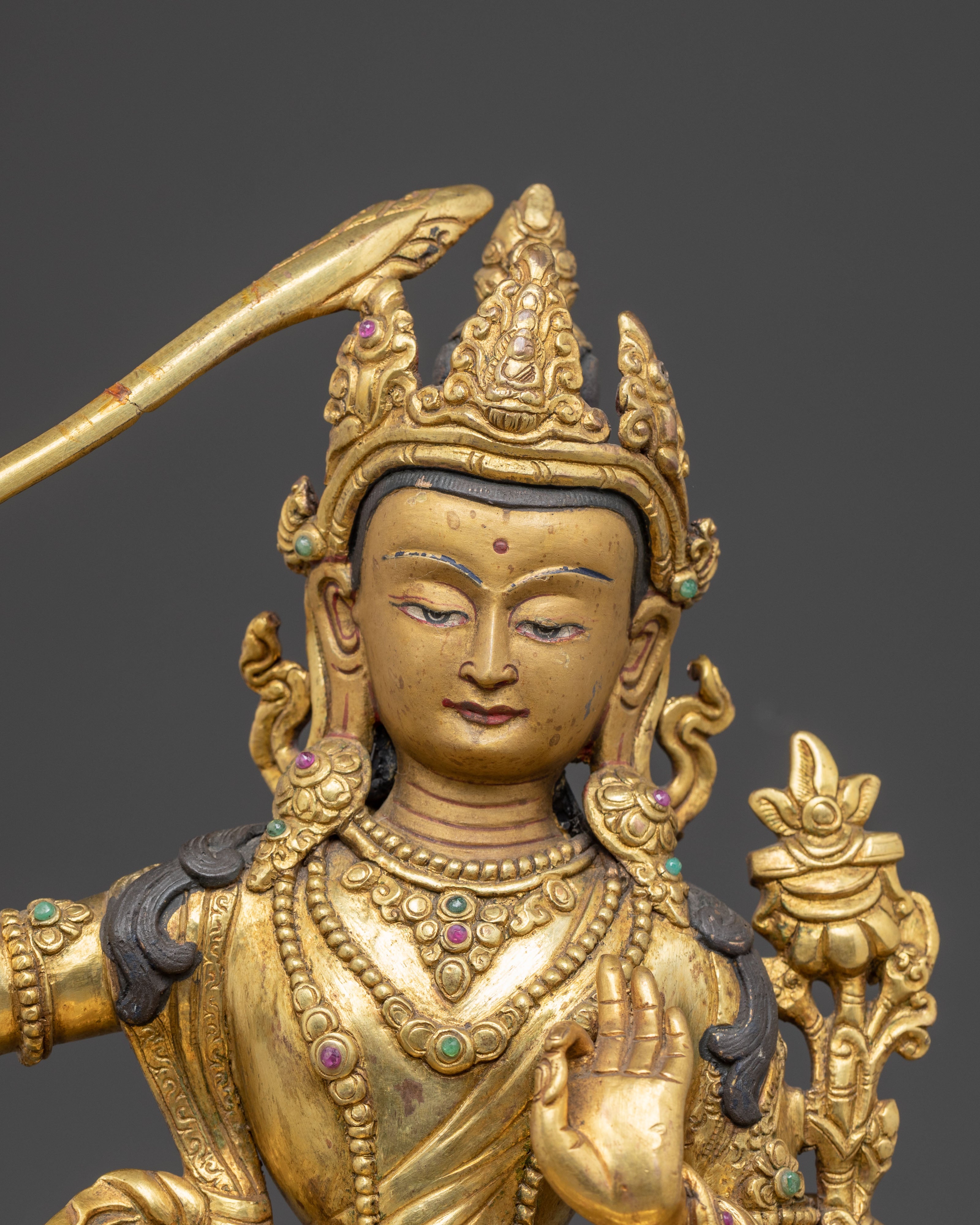 Manjushri Bodhisattva Copper Figurine | Himalayan Wisdom Deity