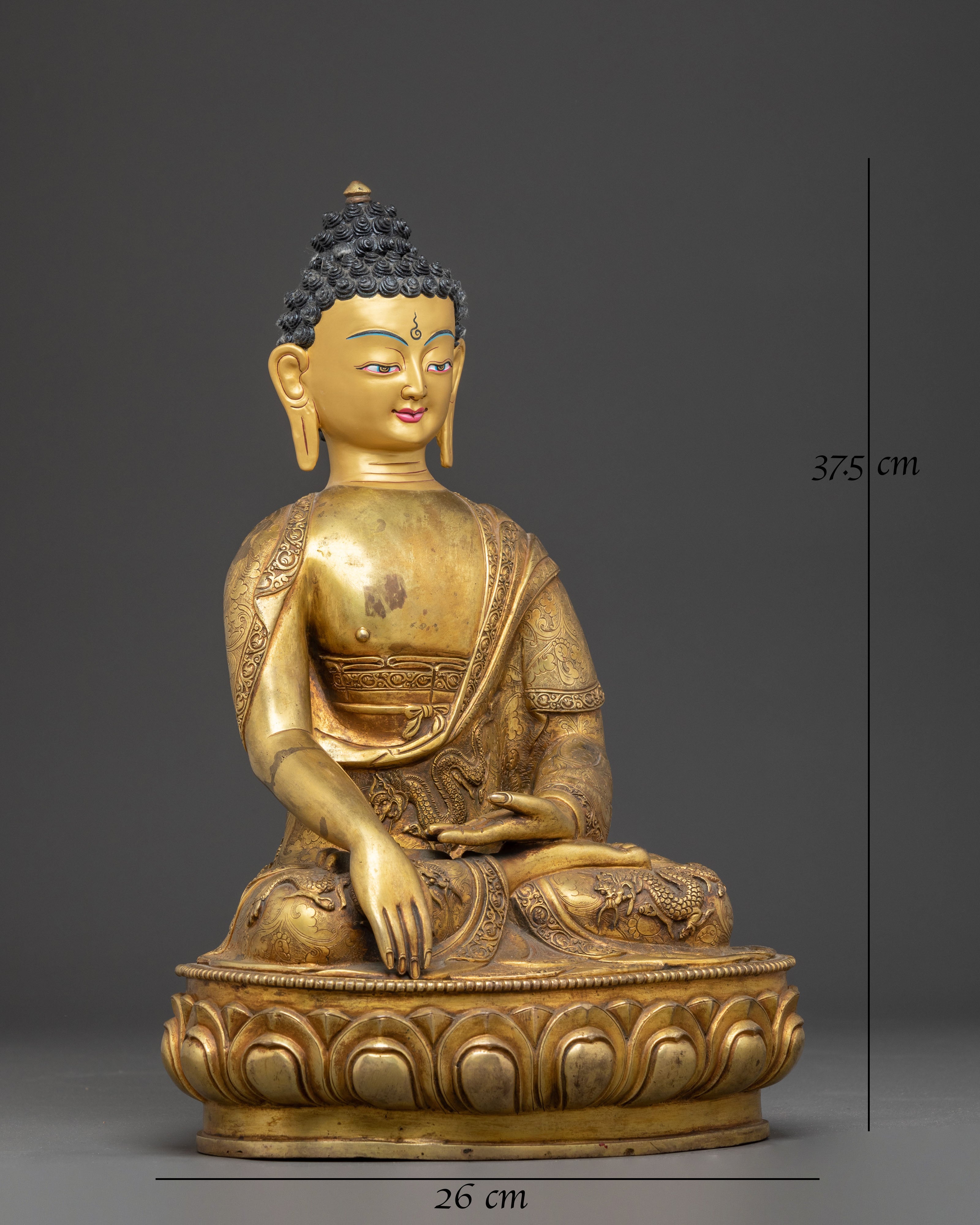 Enlightened Buddha Gautama Golden Copper Statue | Founder of Buddhism
