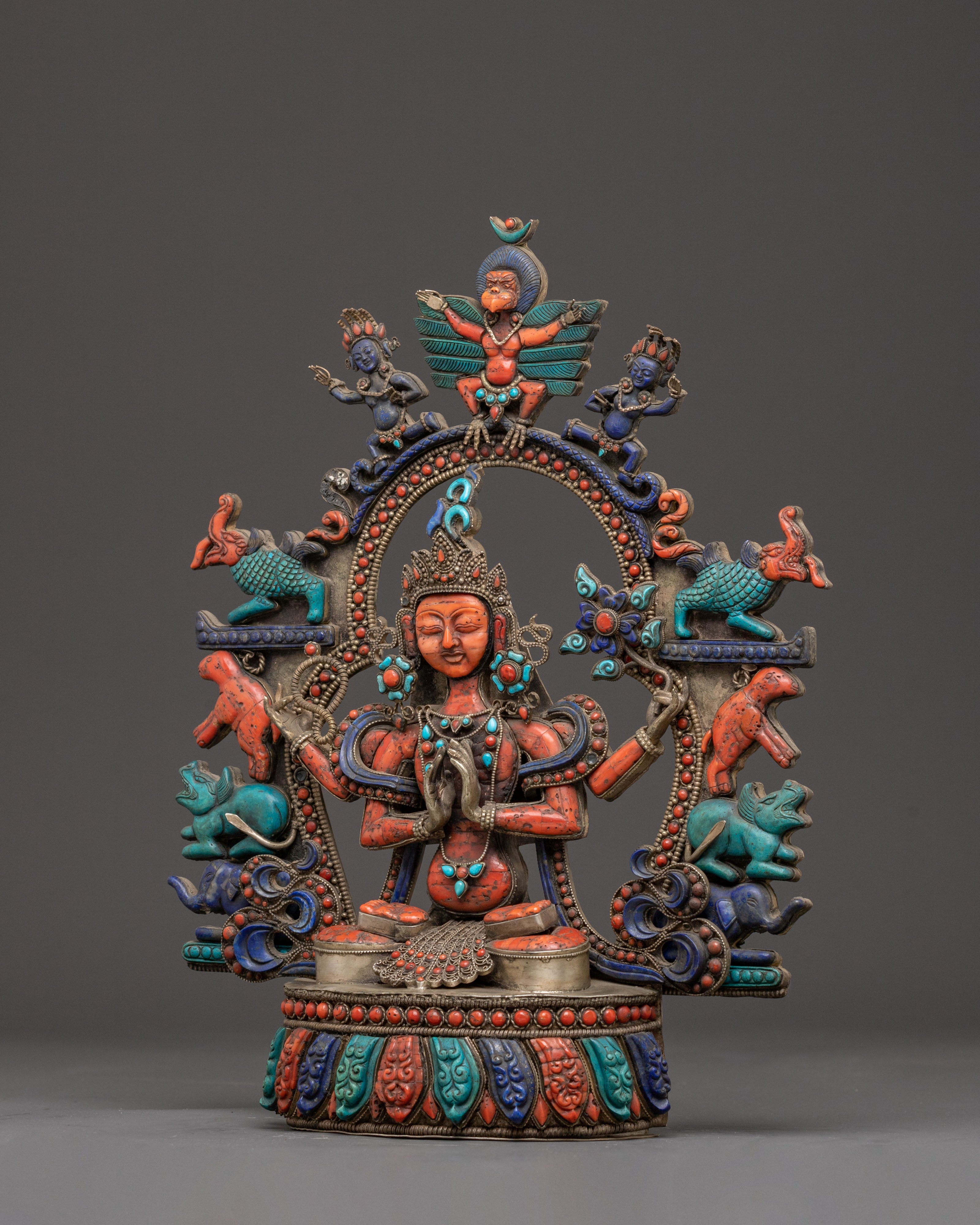 Handmade Chenrezig Golden Sculpture | Spiritual Decor Figurine