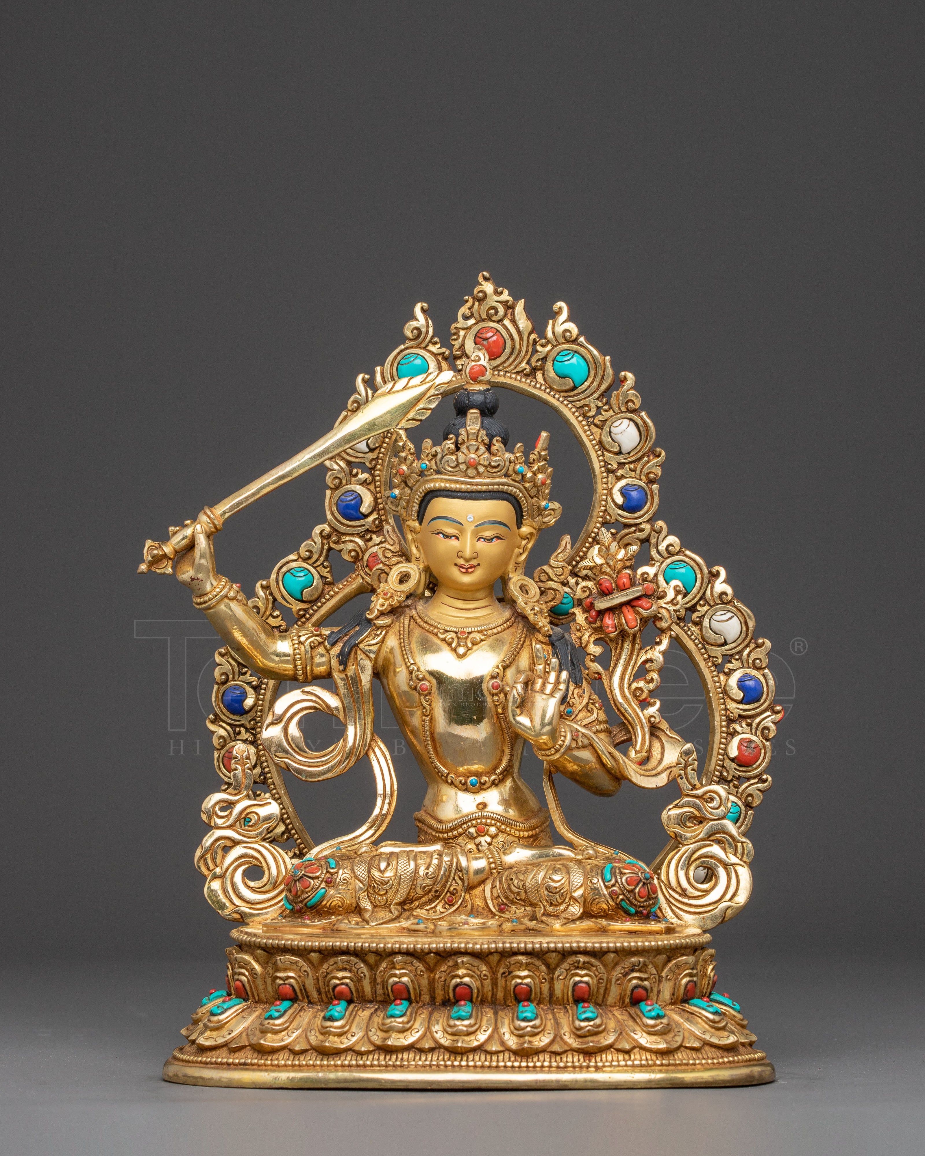 Wisdom Icon Manjushri Copper Statue | Meditation Decor