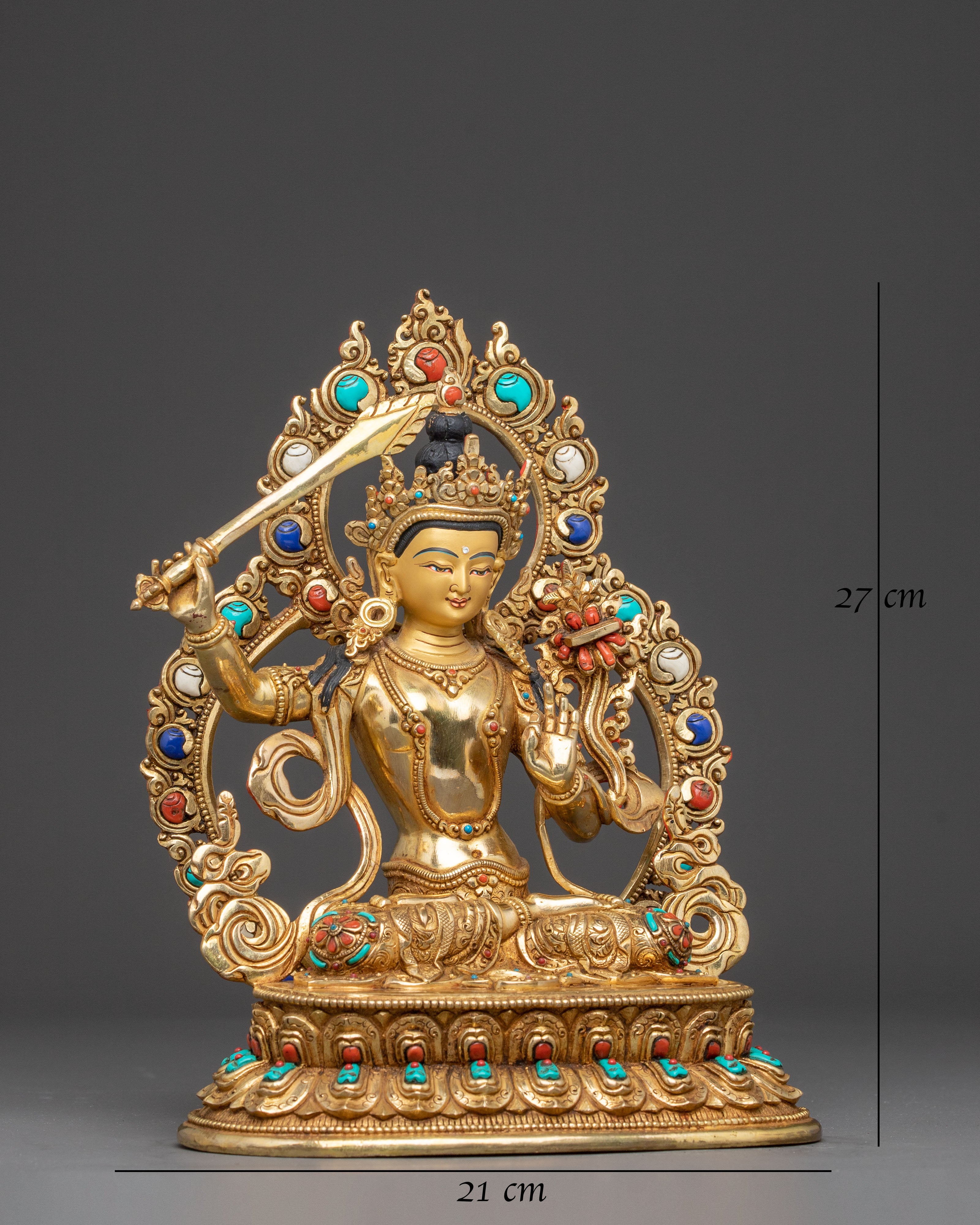 Wisdom Icon Manjushri Copper Statue | Meditation Decor
