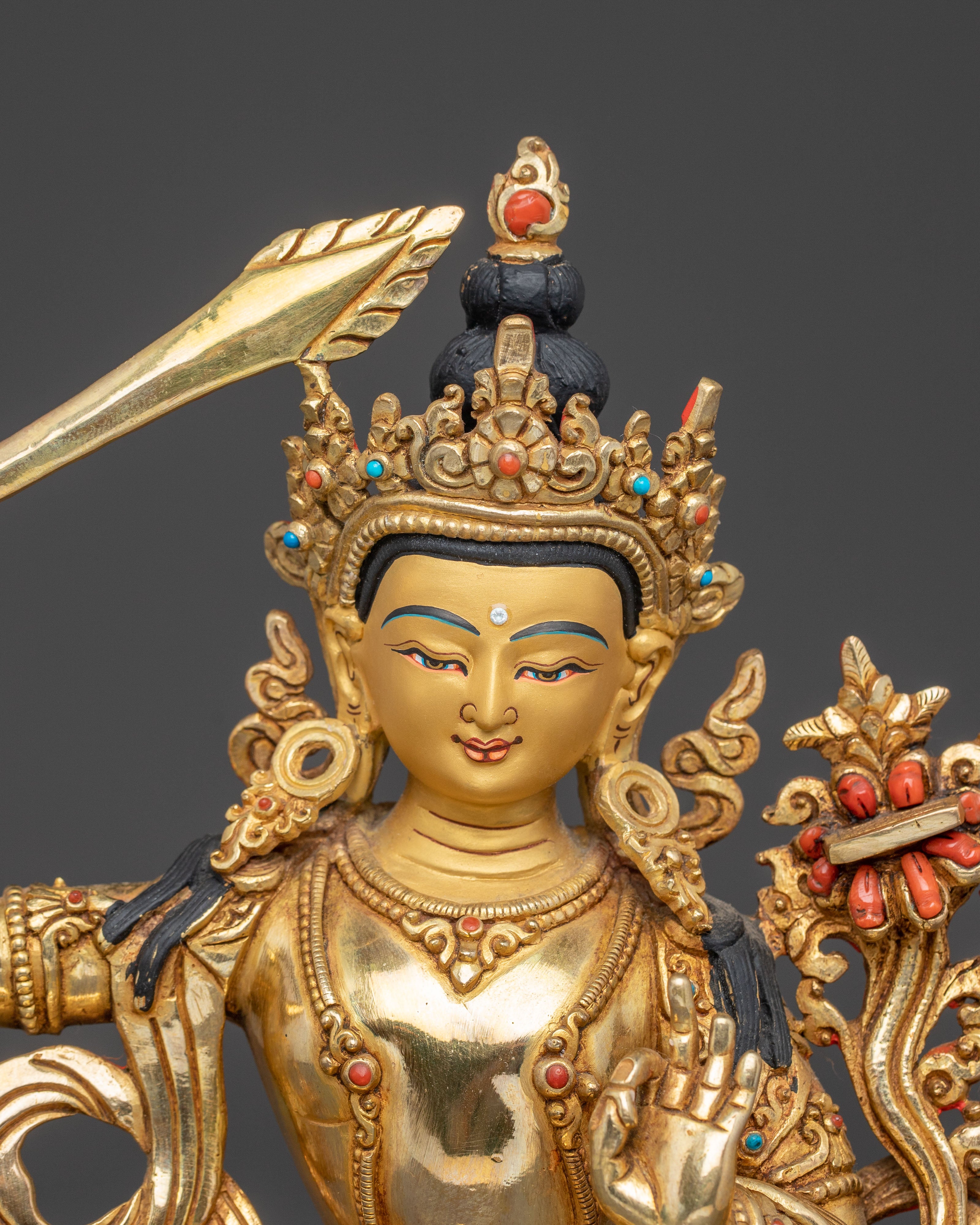 Wisdom Icon Manjushri Copper Statue | Meditation Decor